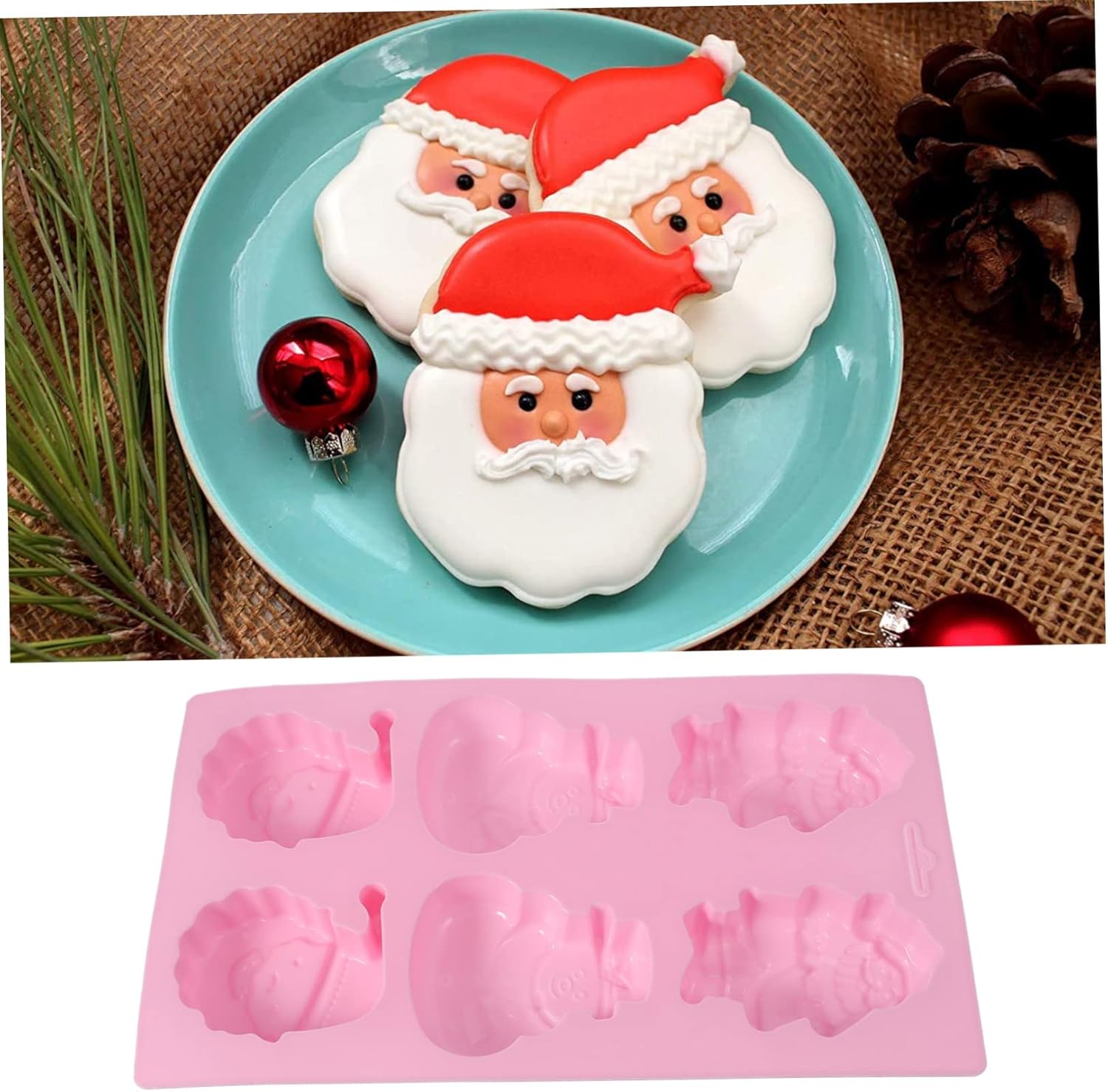 Alasum 2 plantillas de Navidad, molde de silicona para jabón, moldes de fondant, molde de bandeja, moldes de joyería para fundición de Navidad,
