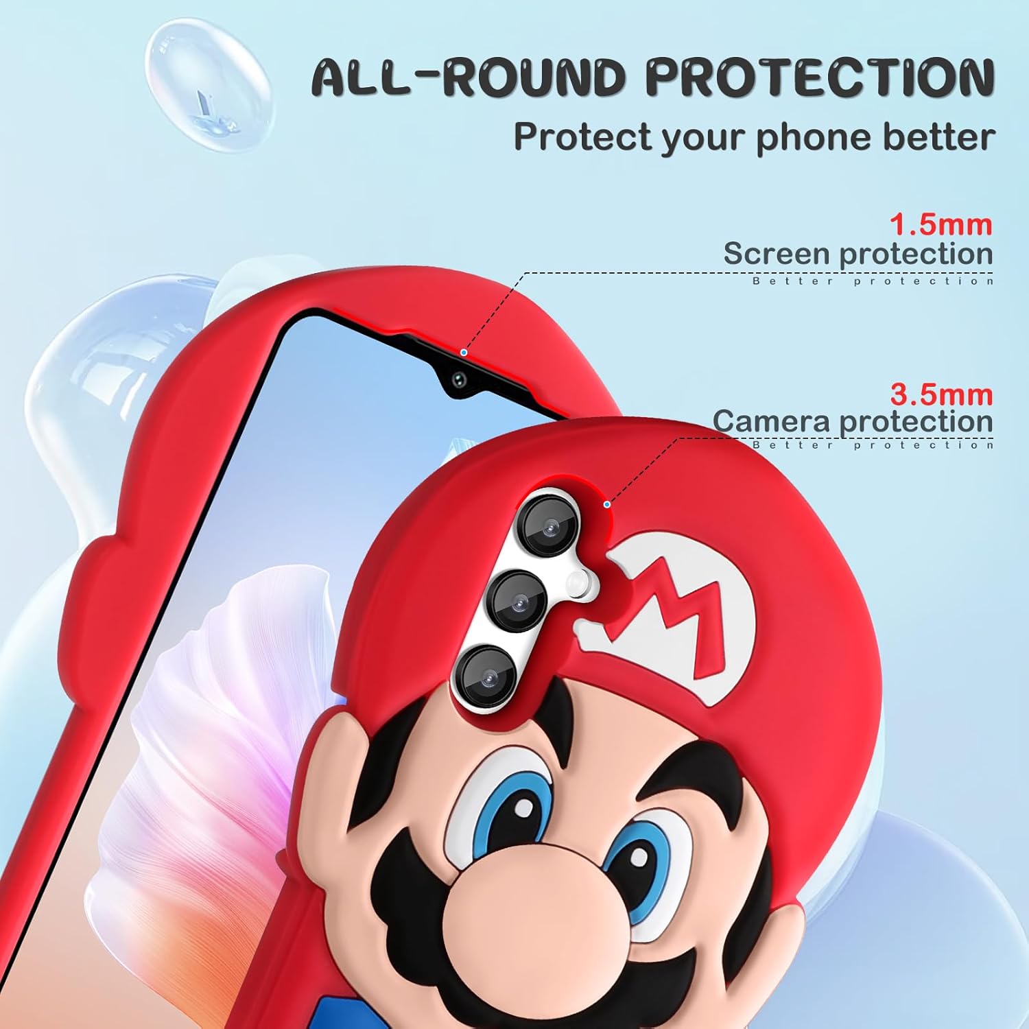 oqpa Funda para teléfono Galaxy A14 5G con diseño de personajes 3D de dibujos animados para niños, niñas, mujeres, adolescentes, funda Kawaii única
