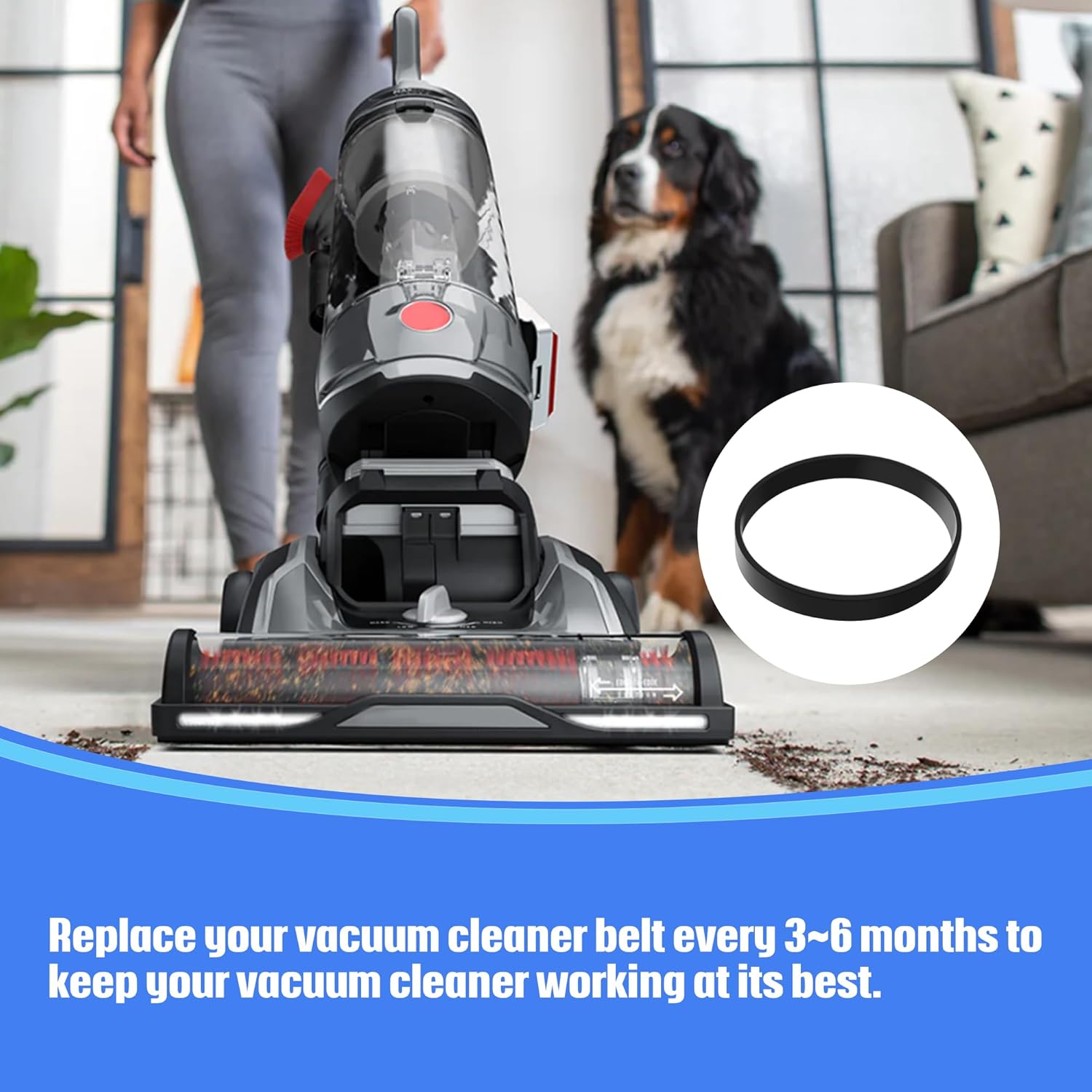 Correas de repuesto para aspiradora vertical Hoover de alto rendimientoElite Swivel XL UH75100, UH75200, UH75210, UH75250, UH75160 (paquete de 4)