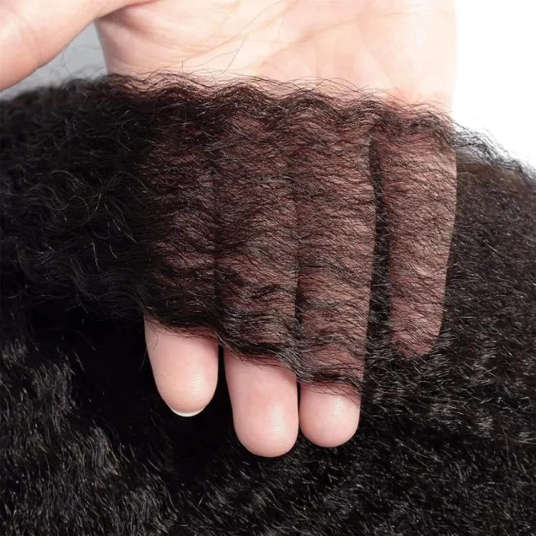 Nadula Peluca rizada recta para poner y llevar, peluca de cabello humano precortada sin pegamento, cabello lacio 4C Yaki para mujeres, no necesita