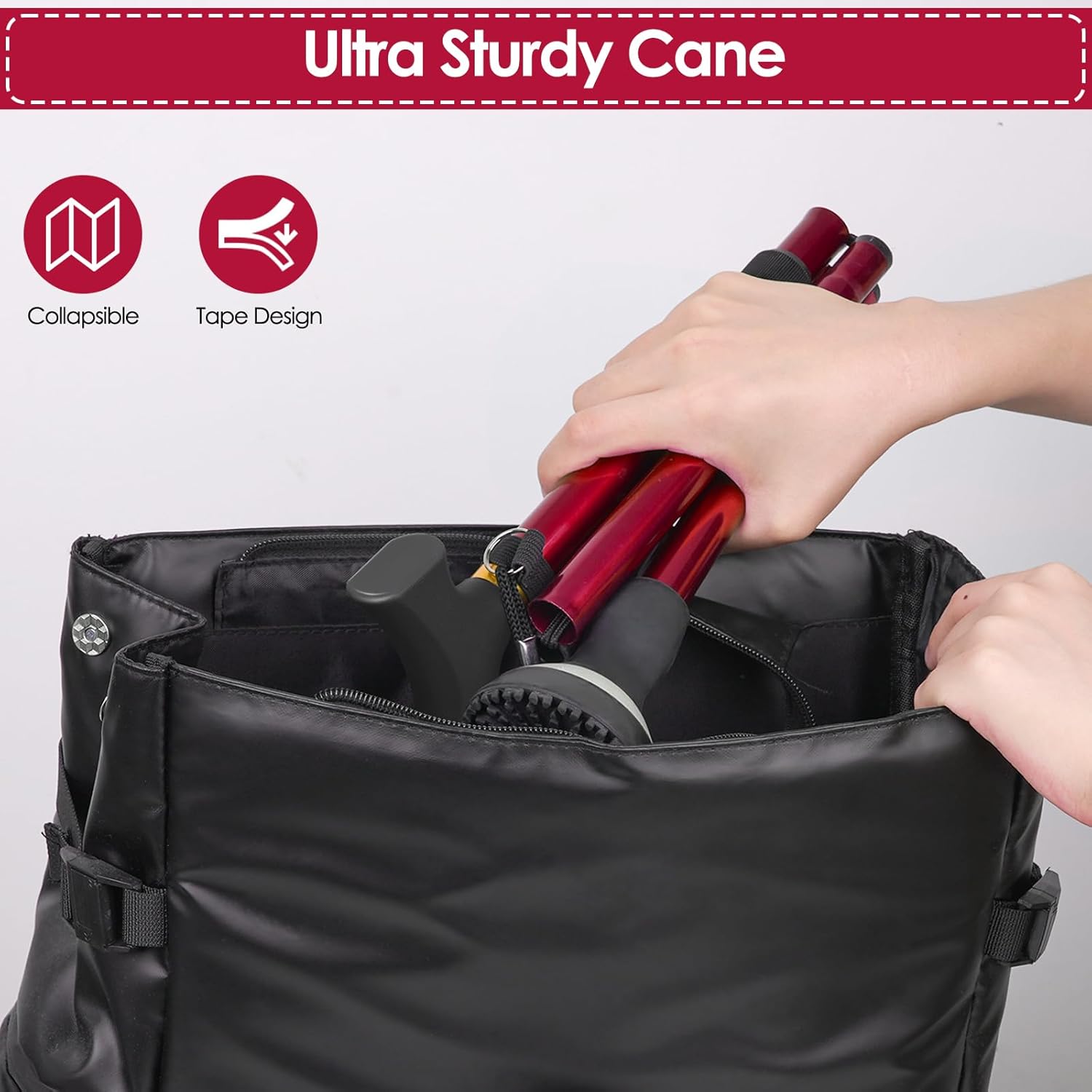 Walking Cane for Seniors Cool Canes for Women Men, Adjustable, Foldable, Collapsible Walking Canes with Storage Bag All Terrain Retractable Walking