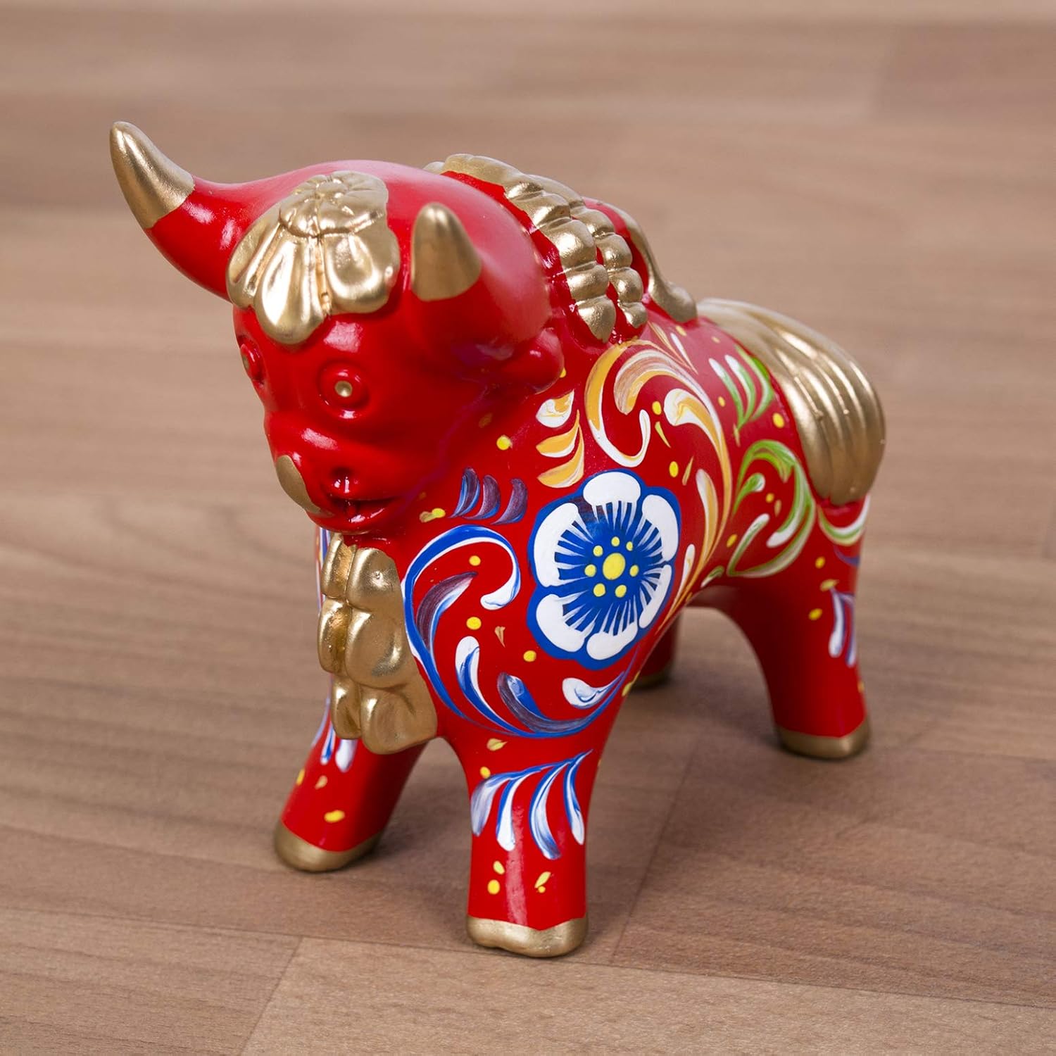Peruvian Red Ceramic Pucara Bull 4.7″ Tall, Folk art ceramic, Bull of Pucara Figurine, Peruvian Sculpture Bull, pottery sculpture from Peru