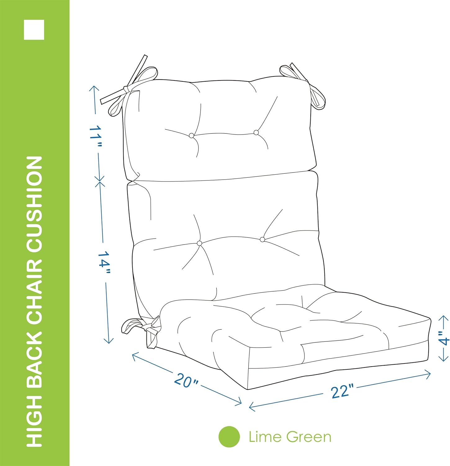 Cojín para silla de respaldo alto para exterioresinteriores, impermeable, relleno de espuma de alto rebote para silla Adirondack, cojín de