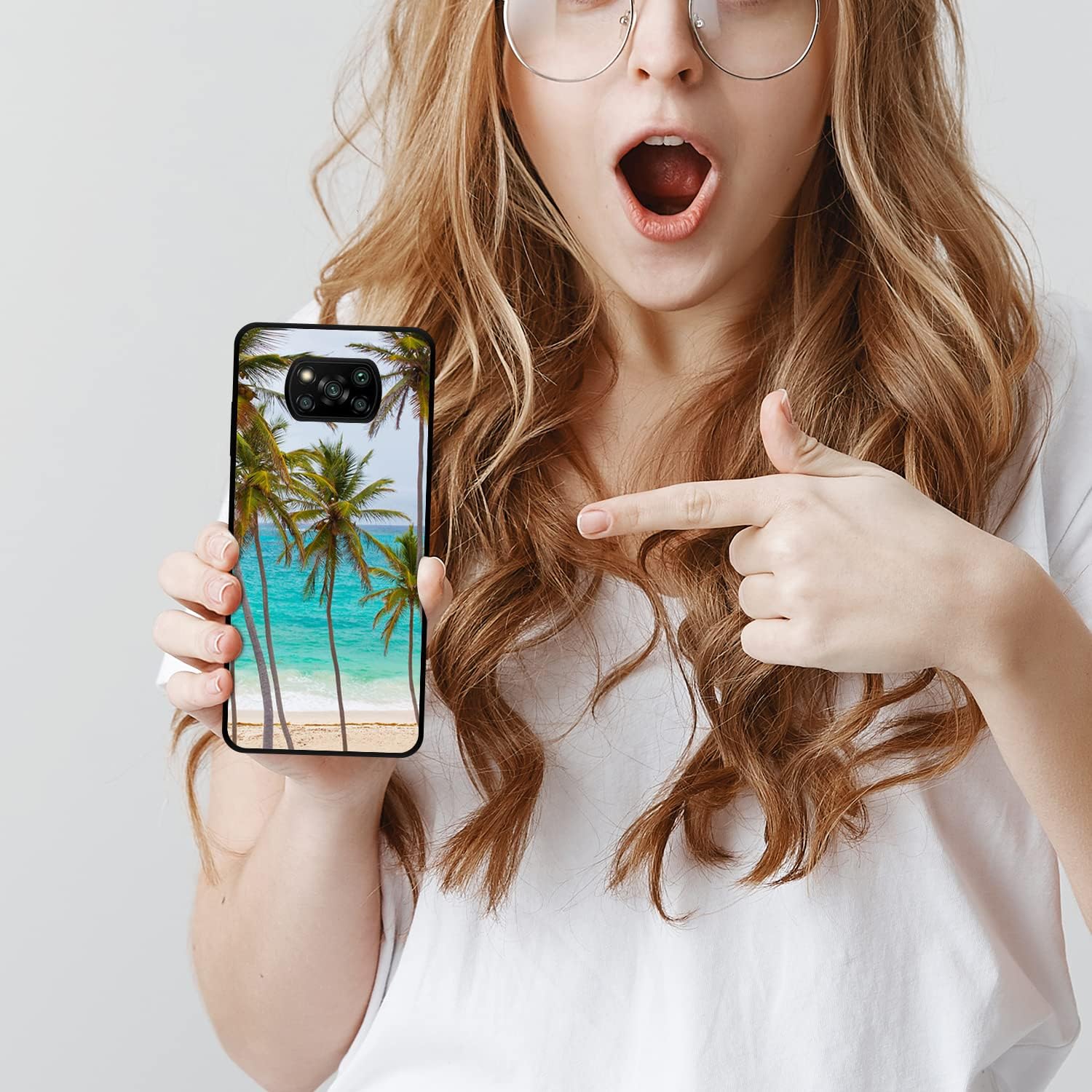SM Cases – Funda de TPU de goma para Xiaomi Poco X3 NFCPoco Pro, diseño de palmera tropical en la playa, diseño impreso protector a prueba de golpes