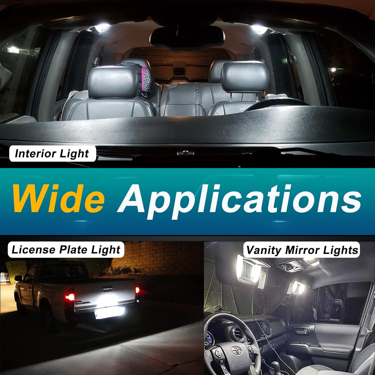 Paquete de kit de luz interior LED para Toyota Tacoma 2005-2021, luces de cúpula de mapa interior + luces de espejo de tocador + luces de matrícula