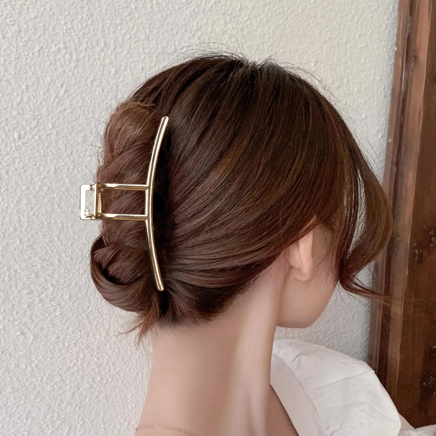 HH&LL Pinzas para el cabello, 4 piezas de garra de pelo de metal grande pinza pasador abrazadera para mujeres (M-dorado)