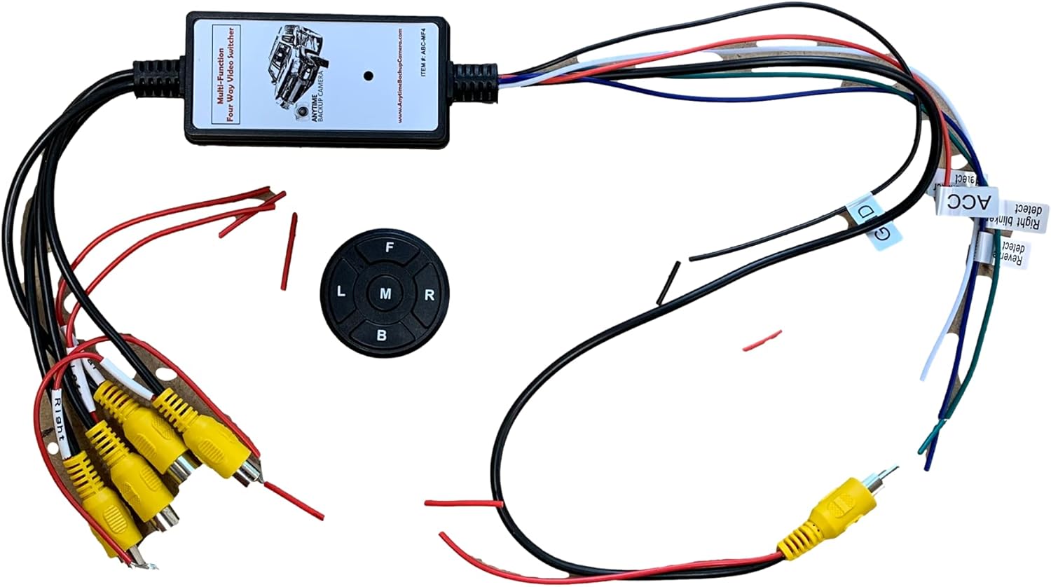Anytime Backup Camera, Conmutador de video, conmutador de video inteligente multifunción de 4 vías (4 pulgadas, 1 salida) para automóviles,