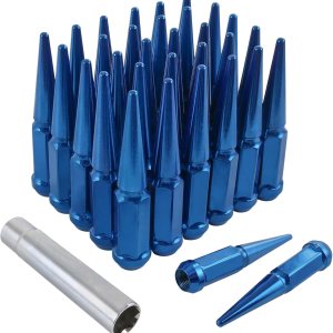 Tuercas Spike 916-18 32 piezas de asiento de cono azul con 1 llave de enchufe de repuesto para Dodge Ram 1500 2500 3500 1994-2011 Ford F250 F350 Tuercas Spike 916-18 32 piezas de asiento de cono azul con 1 llave de enchufe de repuesto para Dodge Ram 1500 2500 3500 1994-2011 Ford F250 F350