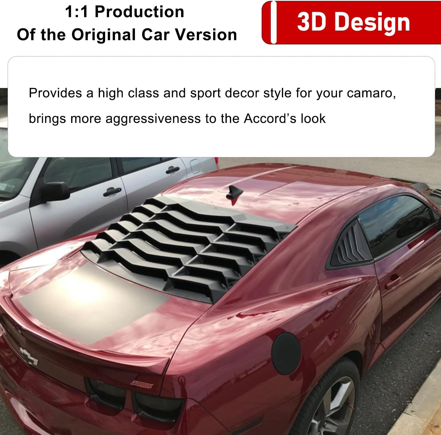 Persianas de ventana trasera para Chevrolet Chevy Camaro 2010 2011 2012 2013 2014 2015 ABS parabrisas cubierta de parasol estilo Lambo negro mate