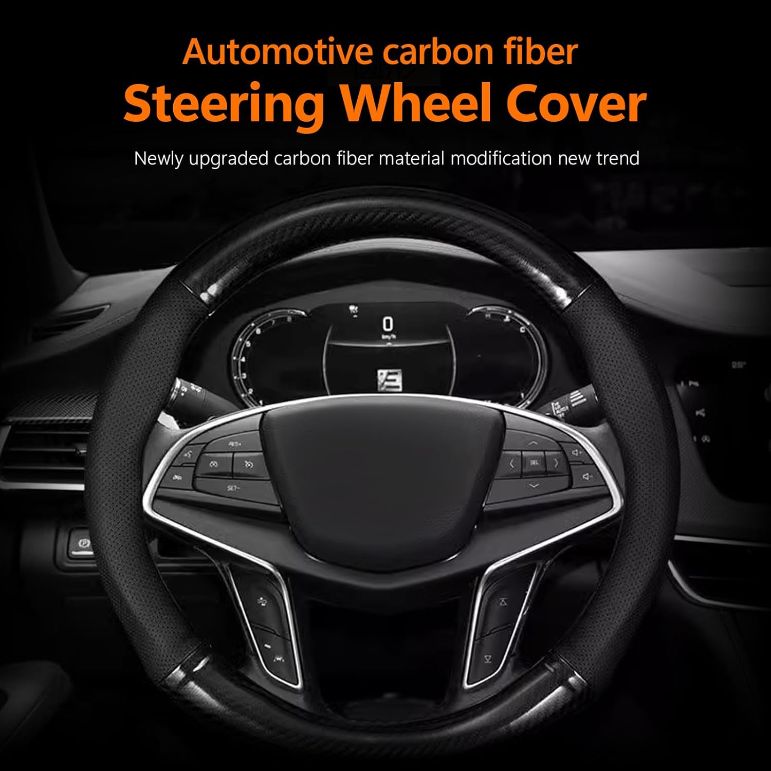 Paquete de 1 funda transpirable para volante de automóvil, resistente al desgaste, protector de volante antideslizante de fibra de carbono, juego