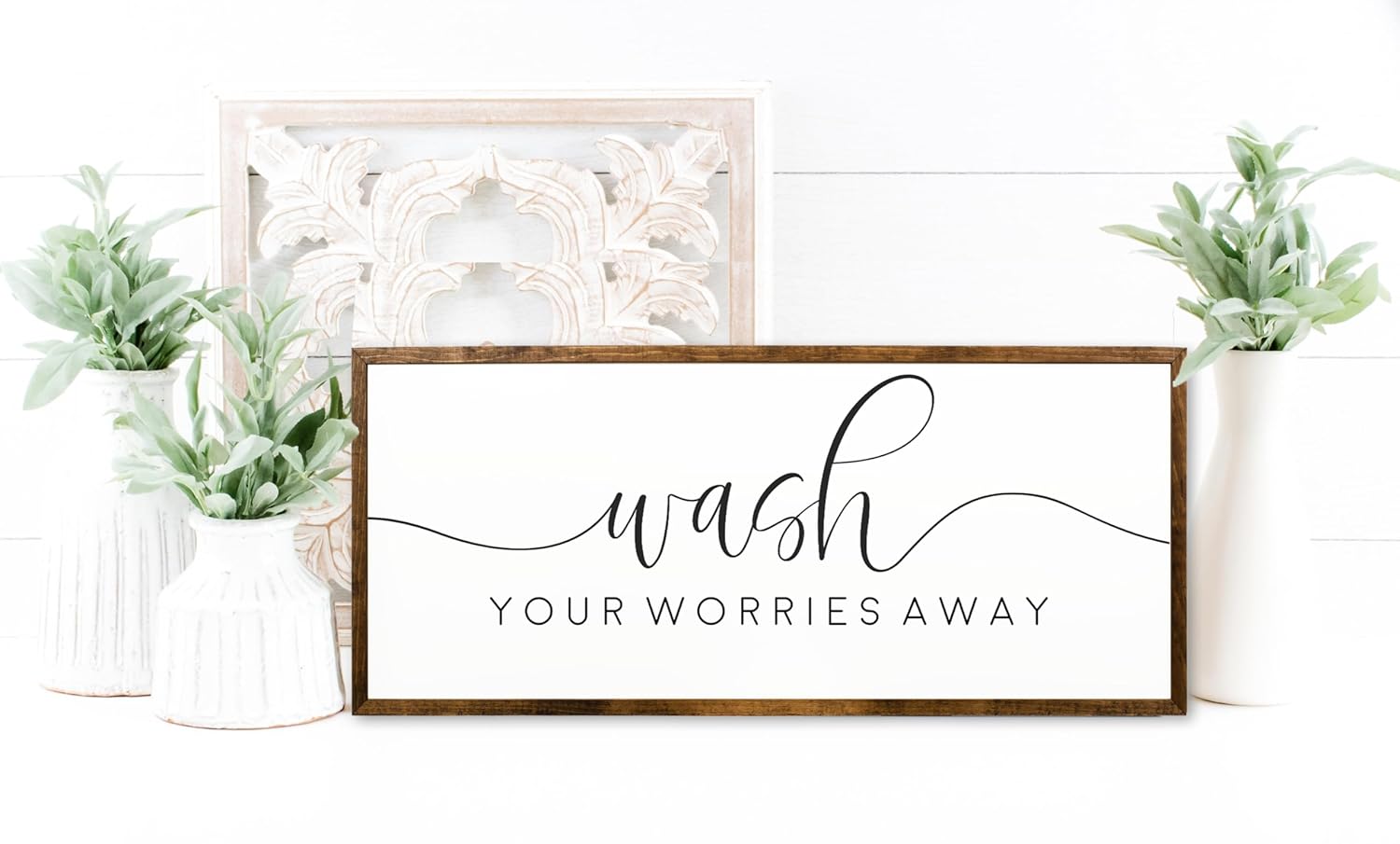 10×20 inches, Wash Your Worries Away Bathroom Sign  Bathroom Decor  Farmhouse Bathroom Decor, Wall Art Bathroom, Inspirational Bathroom Decor, Funny