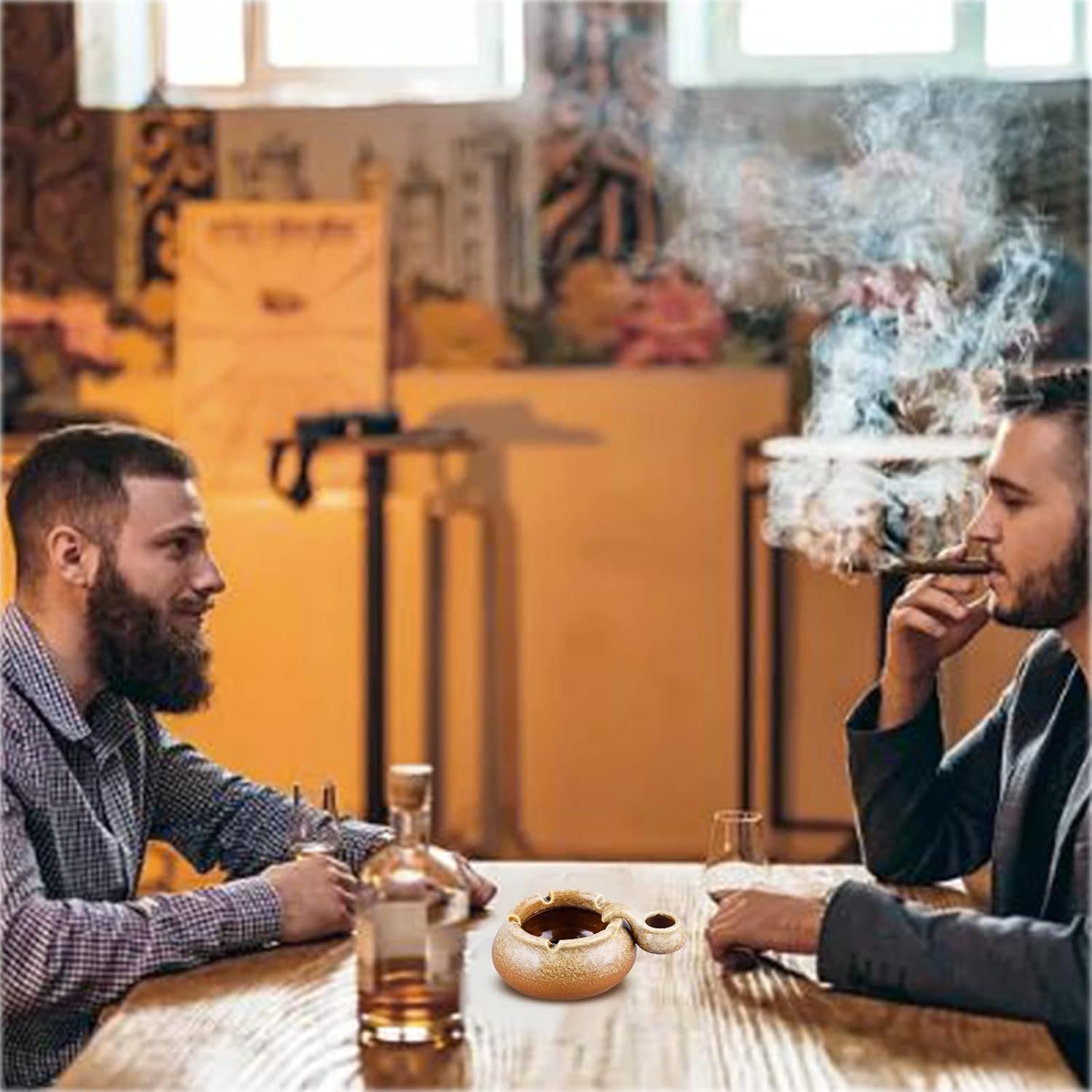 Cenicero, ceniceros de cerámica para cigarrillos y cigarrillos, ceniceros de mesa con frasco pequeño, bandeja de ceniza para ahumar al aire libre