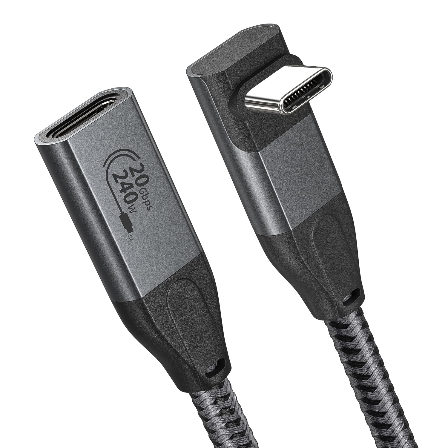 XAOSUN Cable de extensión USB C de 90 grados de 1.64 pies, extensor USB C 3.2 con carga de 240 W, cable de extensión tipo C compatible con