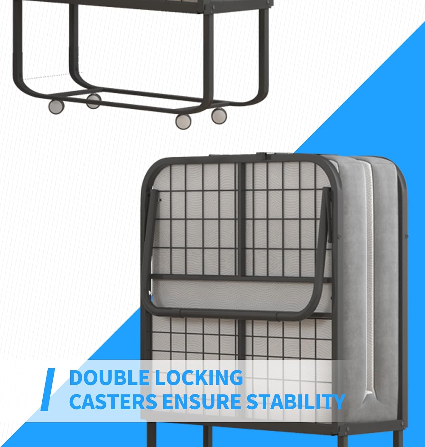Cama plegable con colchón de 4 pulgadas incluido, cama temporal para invitados y familias, cama plegable que ahorra espacio con rodillos con