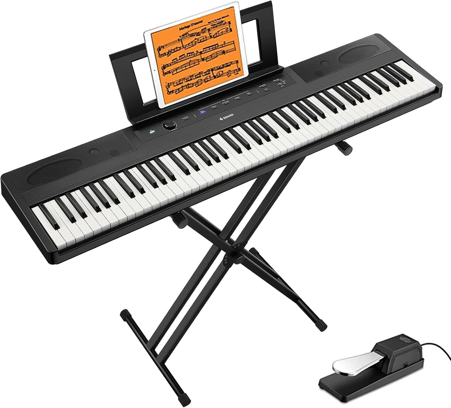 Donner DEP-45 – Piano digital ultrafino de 88 teclas, teclado eléctrico para principiantes con teclas semipesadas, piano de teclado portátil de