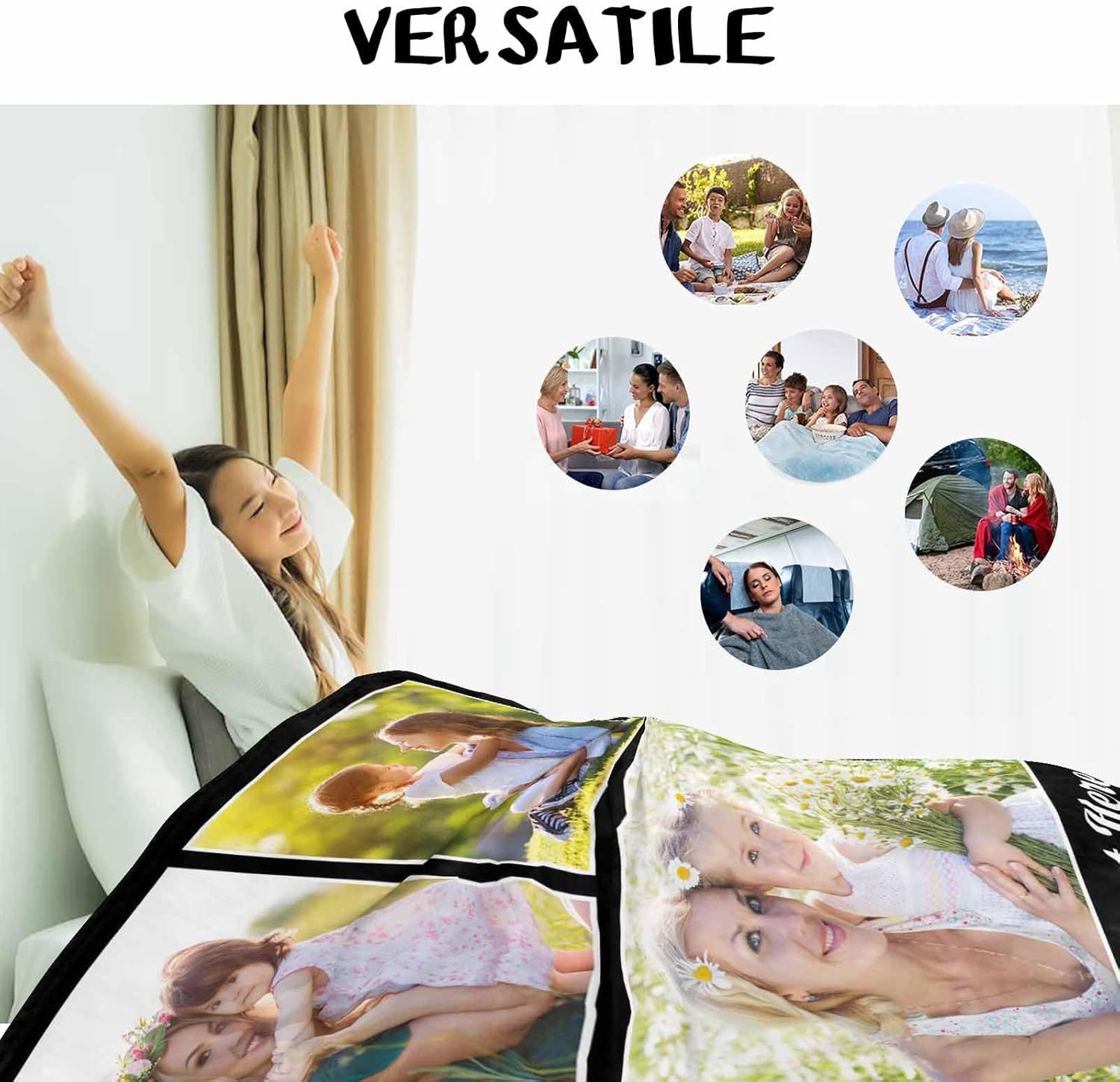 Enjoyyjl Crea tu propia manta de fotos personalizada con imagen personalizada, cumpleaños para cualquier ocasión, crea recuerdos duraderos con