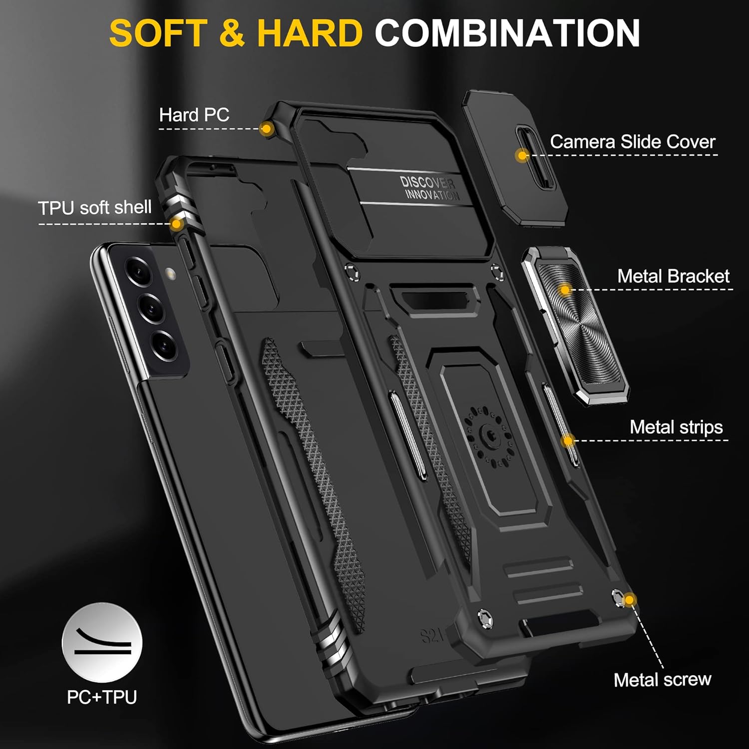 Asuwish Funda de teléfono para Samsung Galaxy S23 FE 5G con protector de pantalla de vidrio templado y cubierta para cámara deslizante, soporte