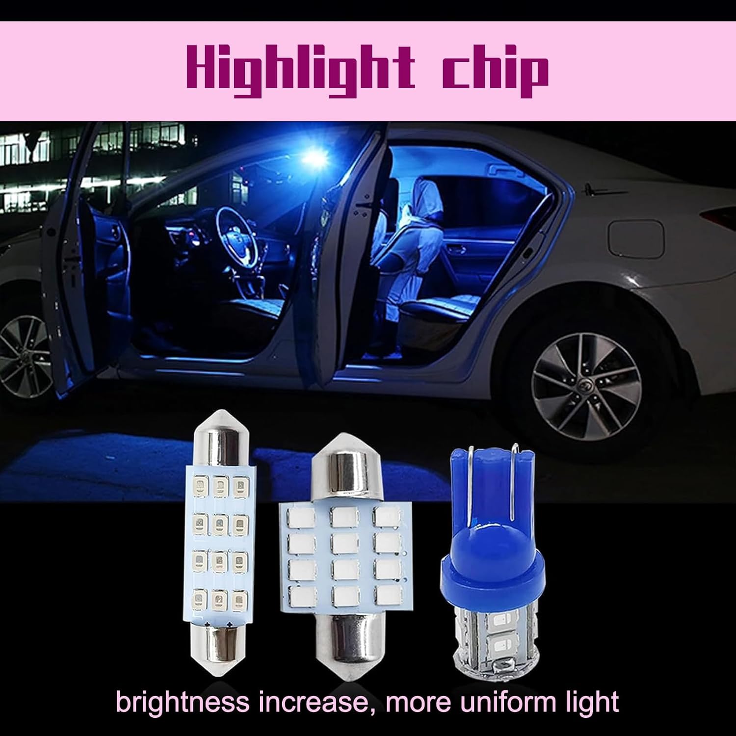 UGSHY Juego de 24 bombillas LED para automóvil, bombillas interiores T10, luz de lectura de doble punta, luz de cúpula, apta para luces interiores