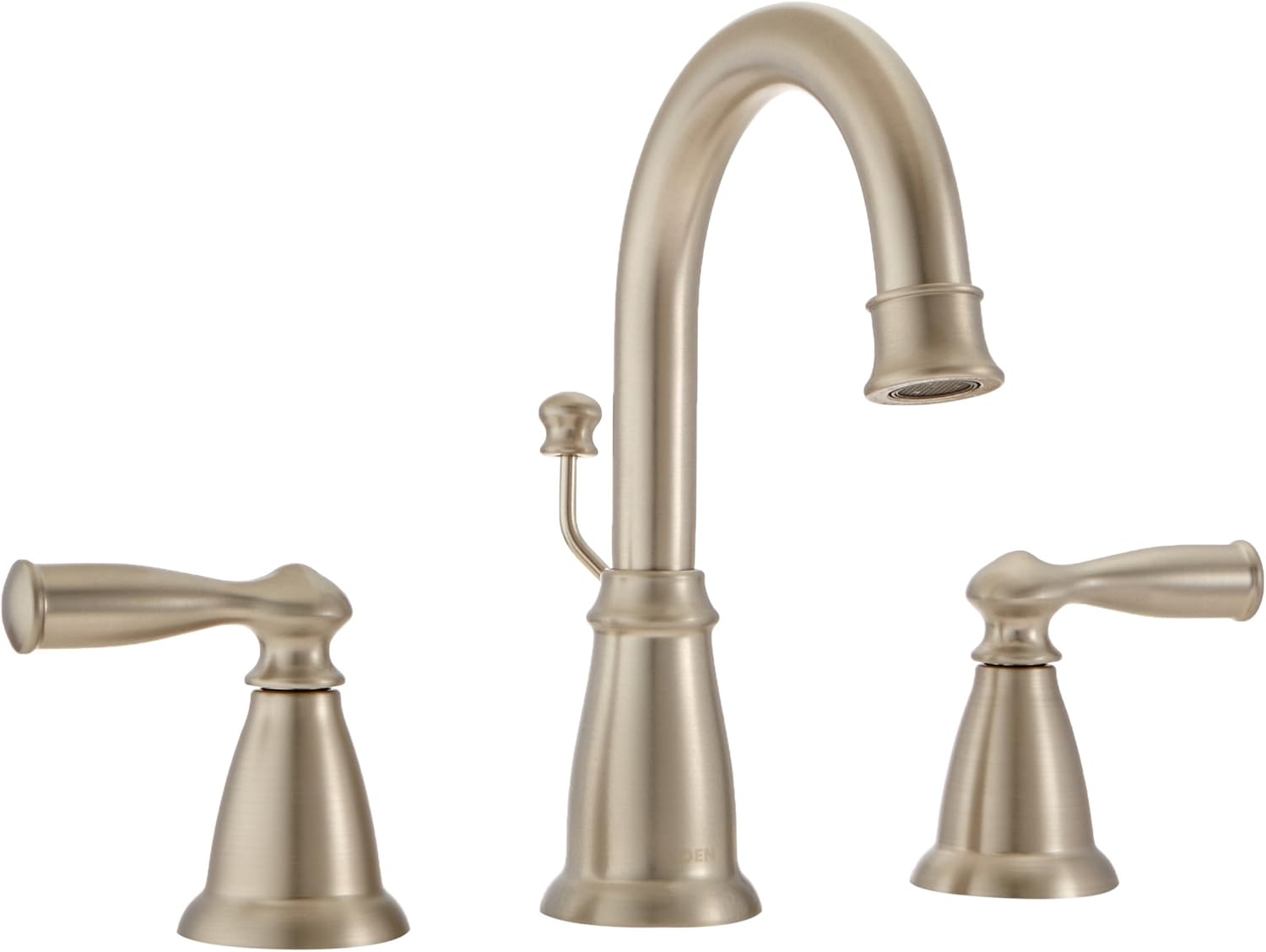 Moen WS84924SRN Banbury – Grifo de baño de arco alto de dos manijas, resistente a manchas, níquel cepillado
