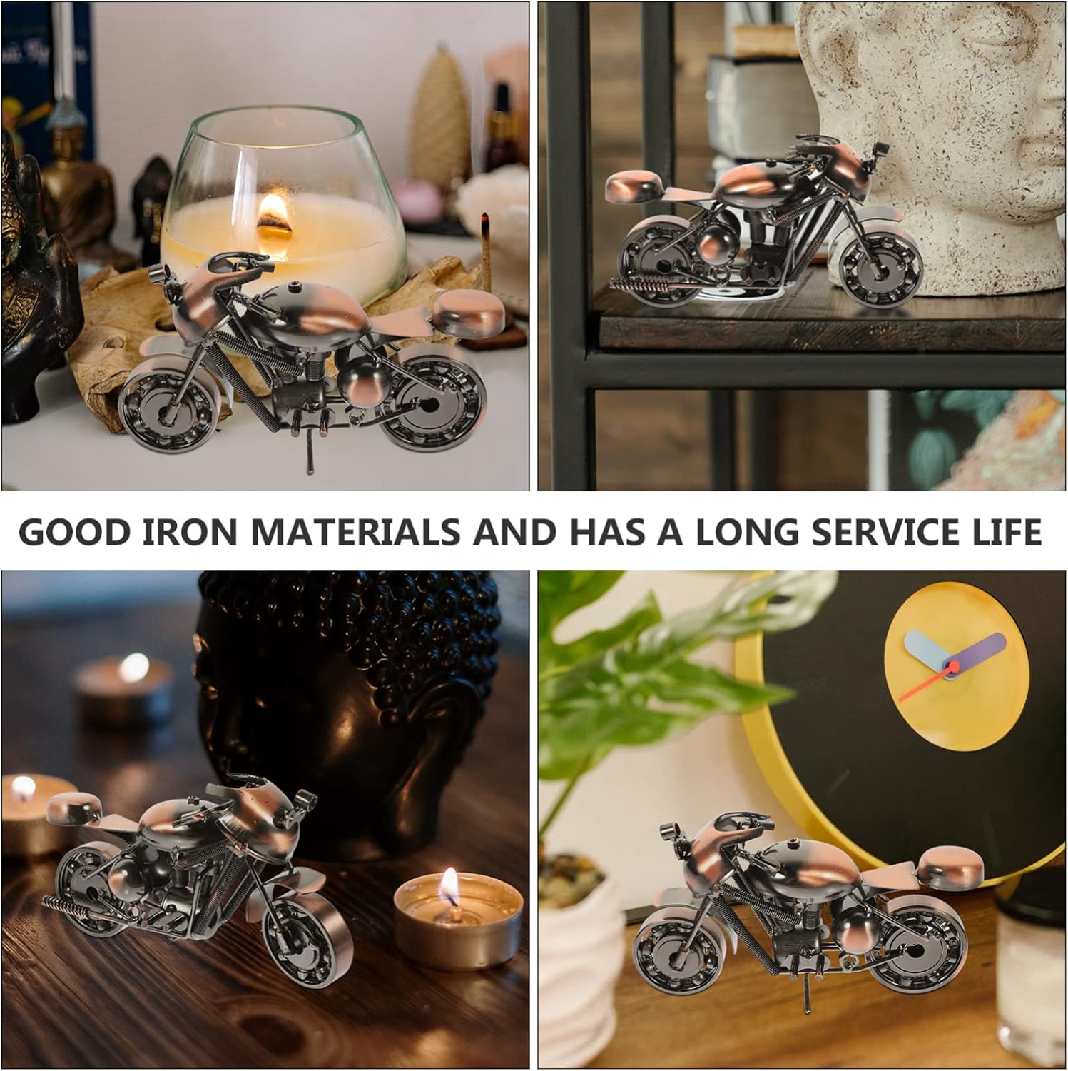 Motocicleta de metal retro, estilo vintage, de hierro forjado, modelo de motocicleta, artesanía, escultura de arte de hierro coleccionable para