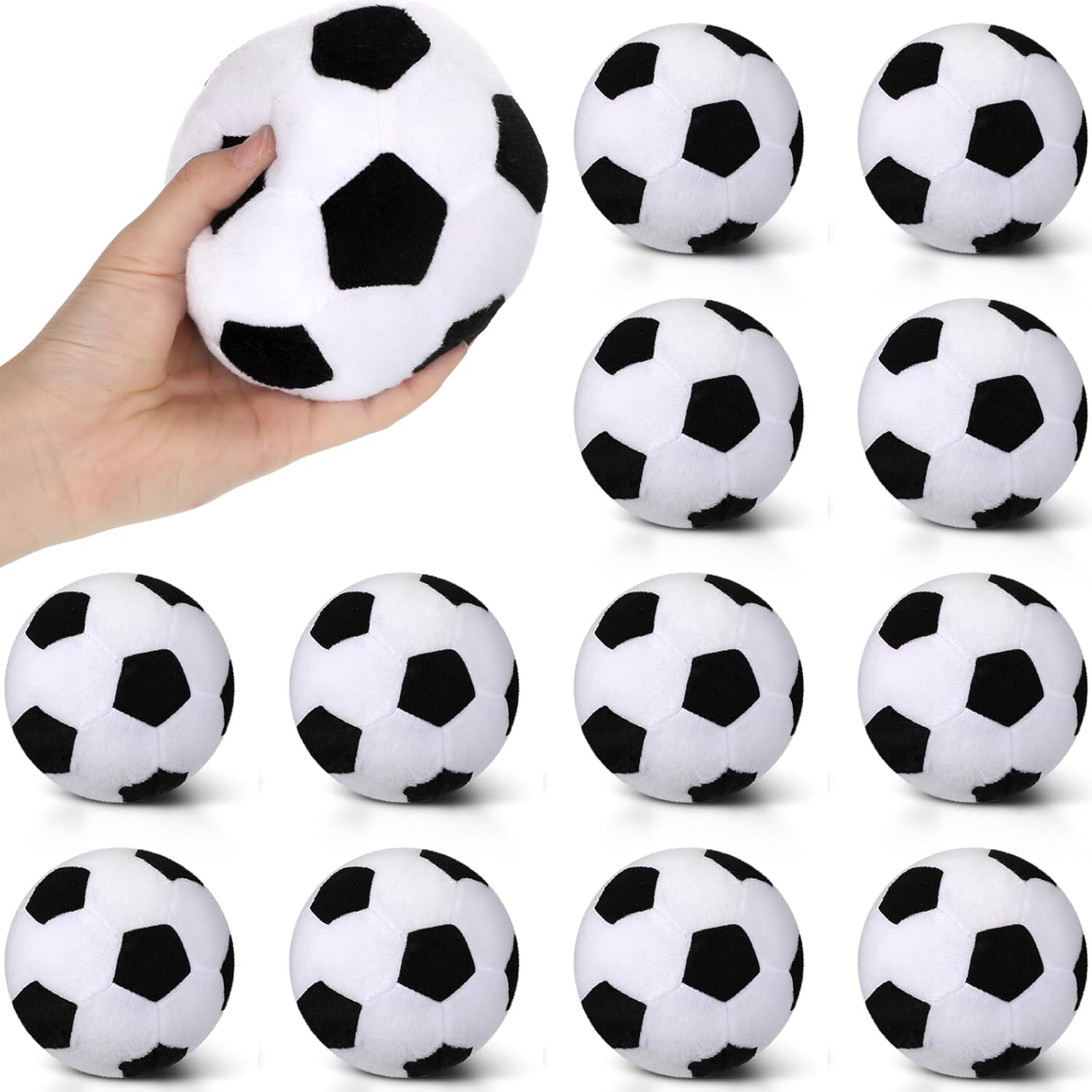 Chivao 12 piezas de fútbol de peluche para niños y niñas, juguete de peluche suave, almohada de fútbol esponjosa, decoración de fiesta de fútbol