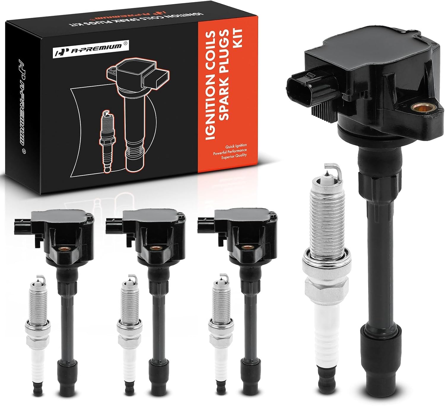 A-Premium Juego de 4 bobinas de encendido y bujías de iridio compatibles con Honda CR-V CRV 2017-2020, Civic 2017-2020, 1.5L