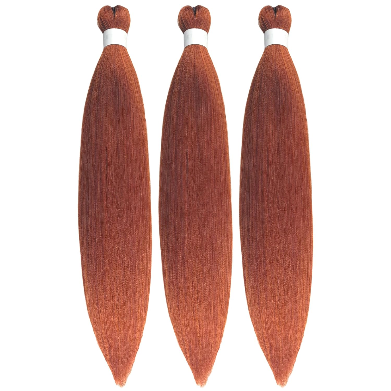 Extensiones de cabello trenzado Kanekalon preestiradas de color rojo cobrizo, se alimentan en trenzas
