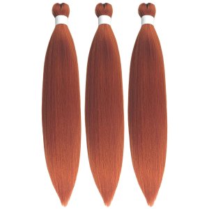 Extensiones de cabello trenzado Kanekalon preestiradas de color rojo cobrizo, se alimentan en trenzas Extensiones de cabello trenzado Kanekalon preestiradas de color rojo cobrizo, se alimentan en trenzas