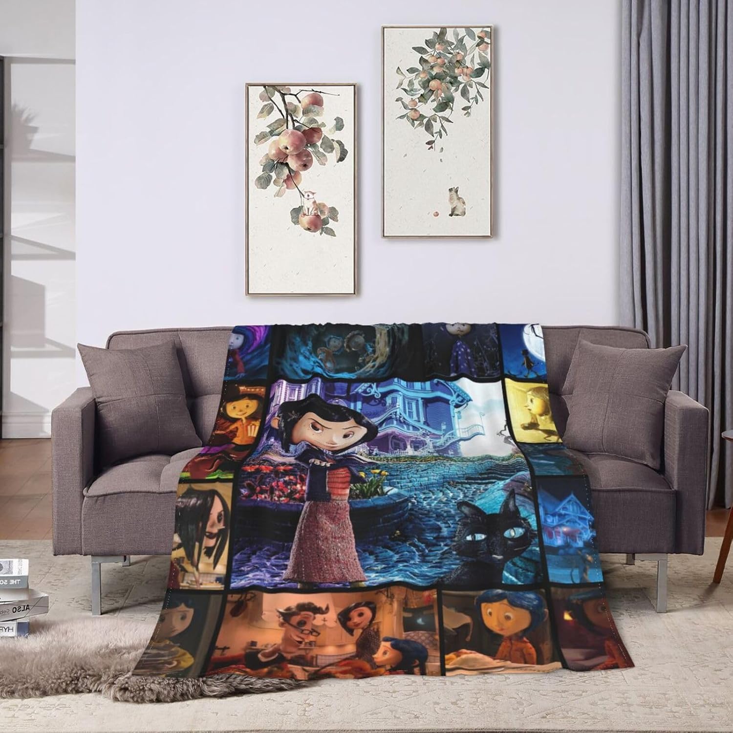 Cora-linjones – Manta estampada de 60 x 50 pulgadas, suave y ligera, manta de aire acondicionado, oficina, sofá, cama, viajes, camping, regalo