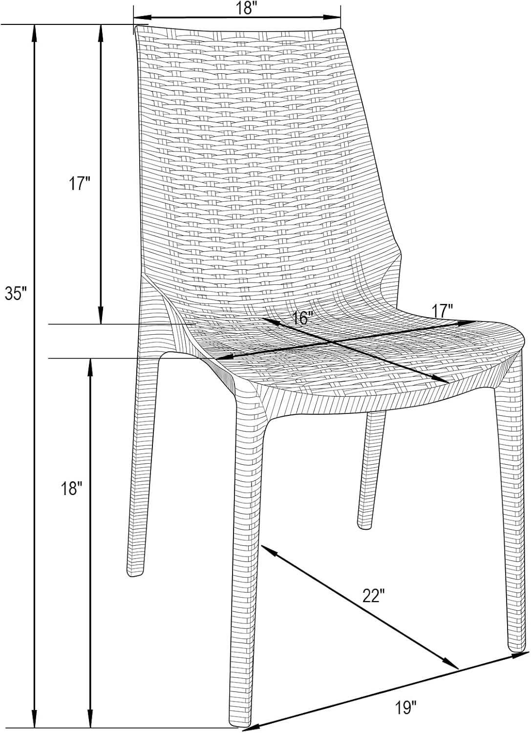 LeisureMod Kent – Silla de comedor apilable moderna para exteriores, color gris