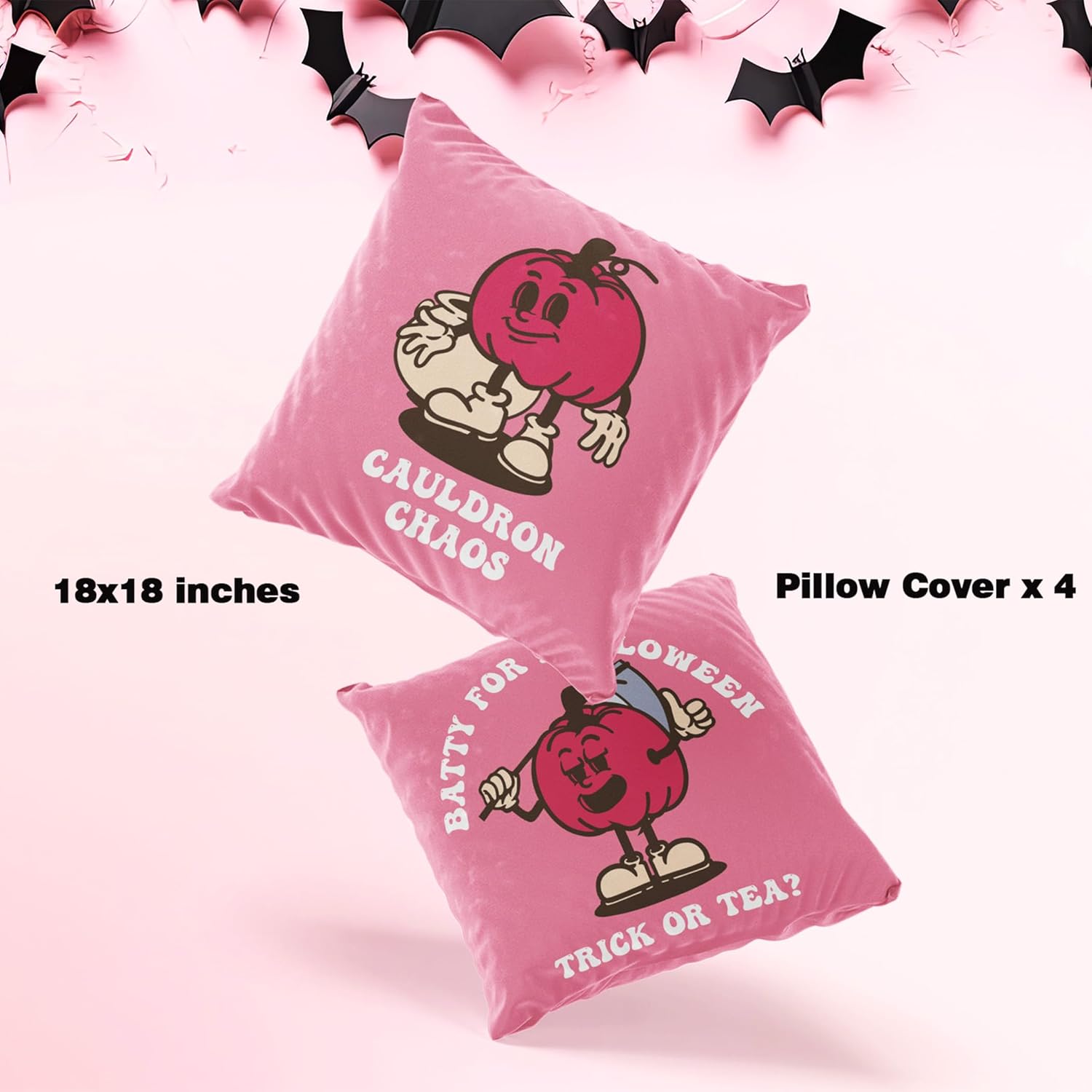 ZamouK Juego de 4 fundas de almohada rosas para decoración del hogar, decoración del hogar, decoración navideña, bonita funda de cojín para sofá,