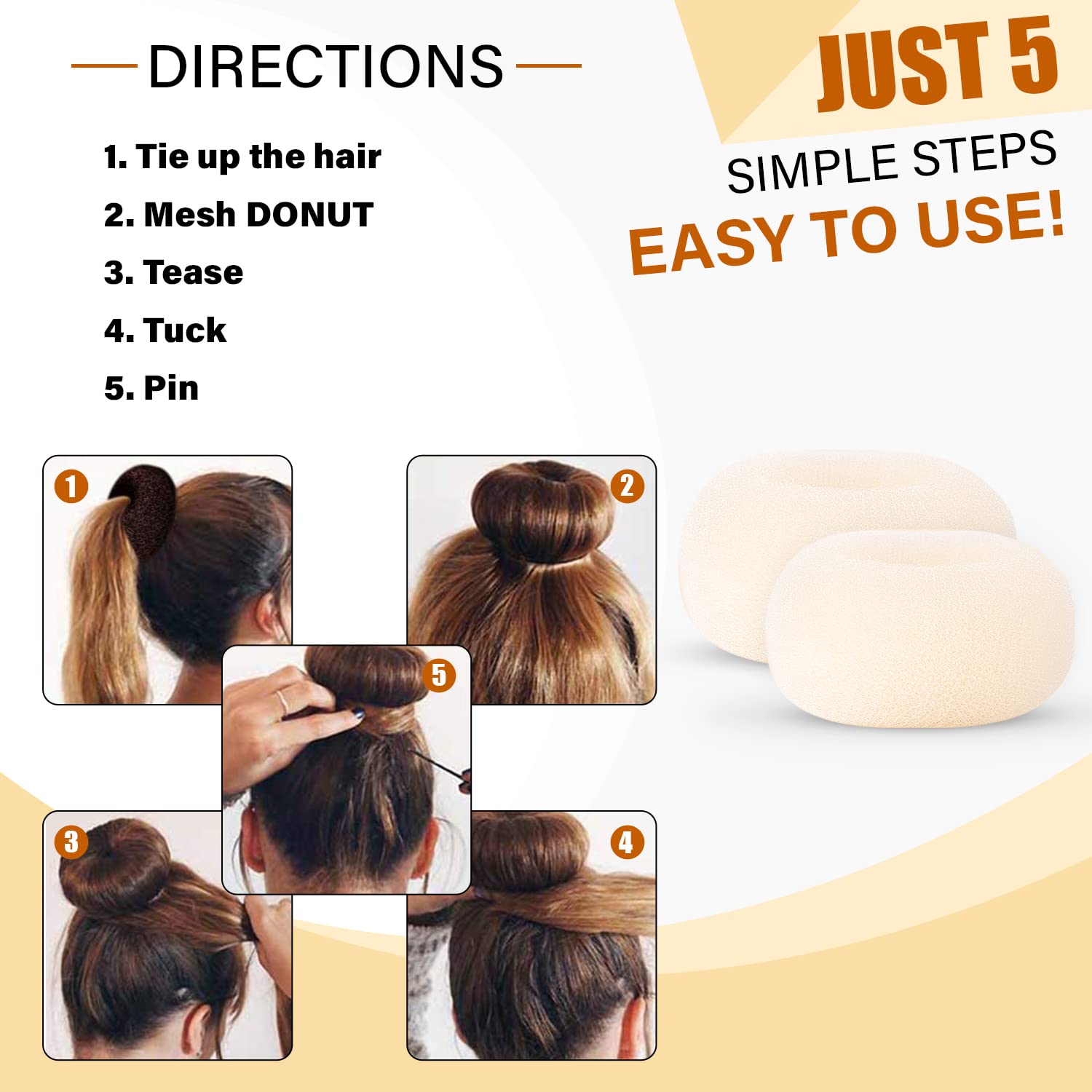 Miss Pouty Máquina para hacer moños para el cabello (rubio)  Moldeador de bollos de rosquilla estilo anillo  Máquina para hacer bollos para el