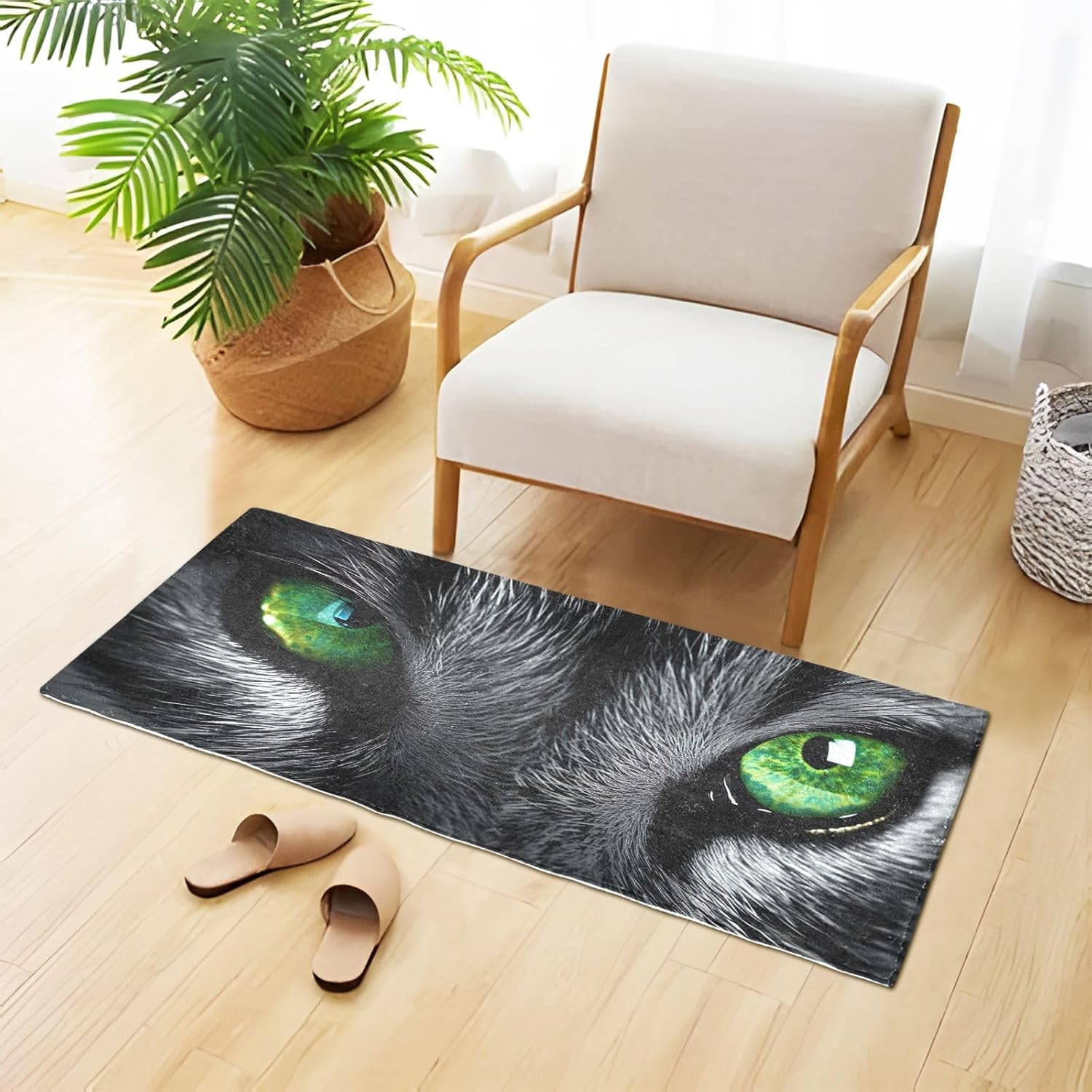 Wolf Eyes – Alfombra de baño de felpa absorbente y antideslizante, tapetes de baño con parte trasera de goma, lavables, 39 x 20 pulgadas
