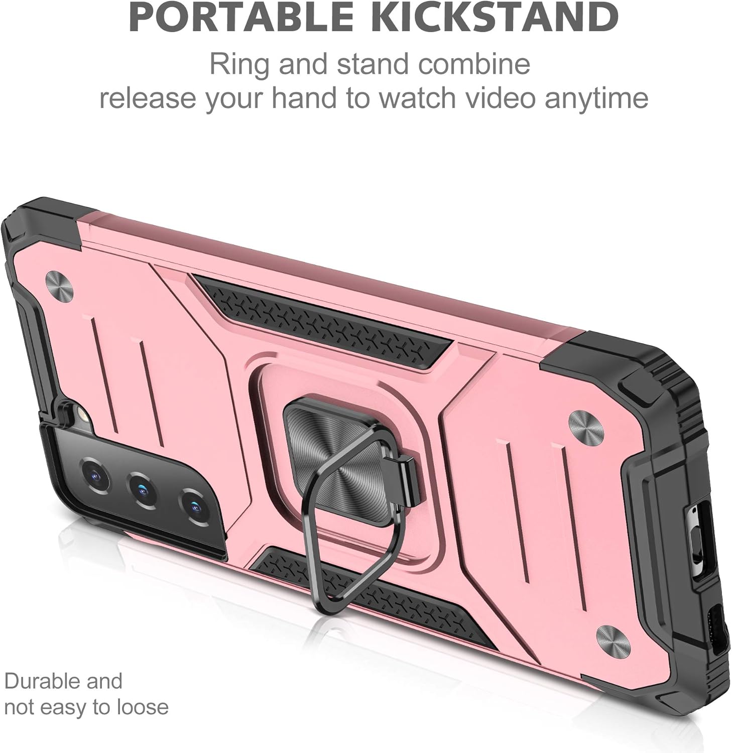 YmhxcY Funda para Samsung Galaxy S21 FE, funda para Samsung S21 FE con protector de pantalla HD, fundas con soporte giratorio, función atril,