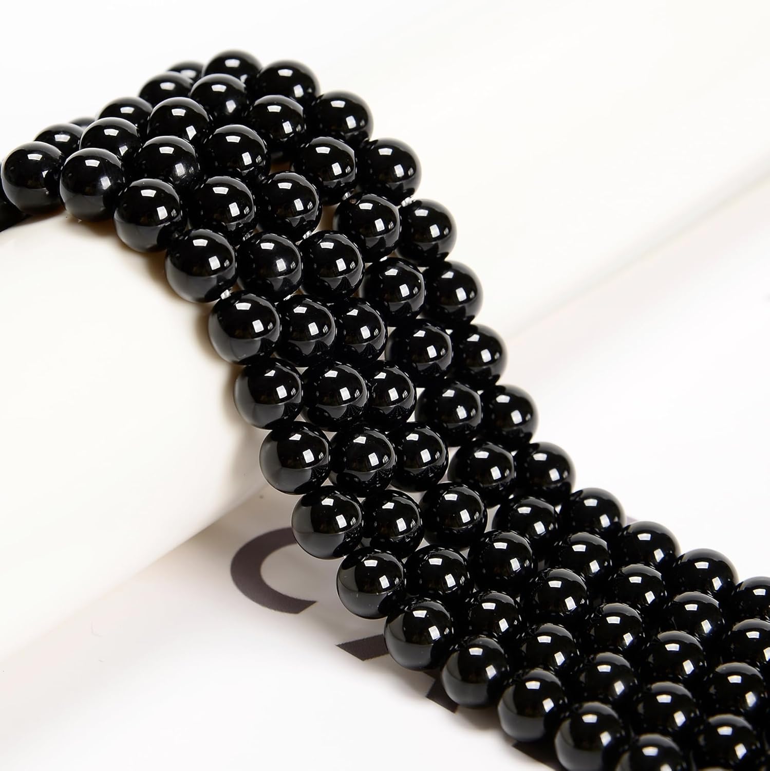 65 cuentas de ágata de ónix negro de 0.236 pulgadas (0.236 in), piedra natural redonda, piedra auténtica auténtica para hacer pulseras y cadenas de
