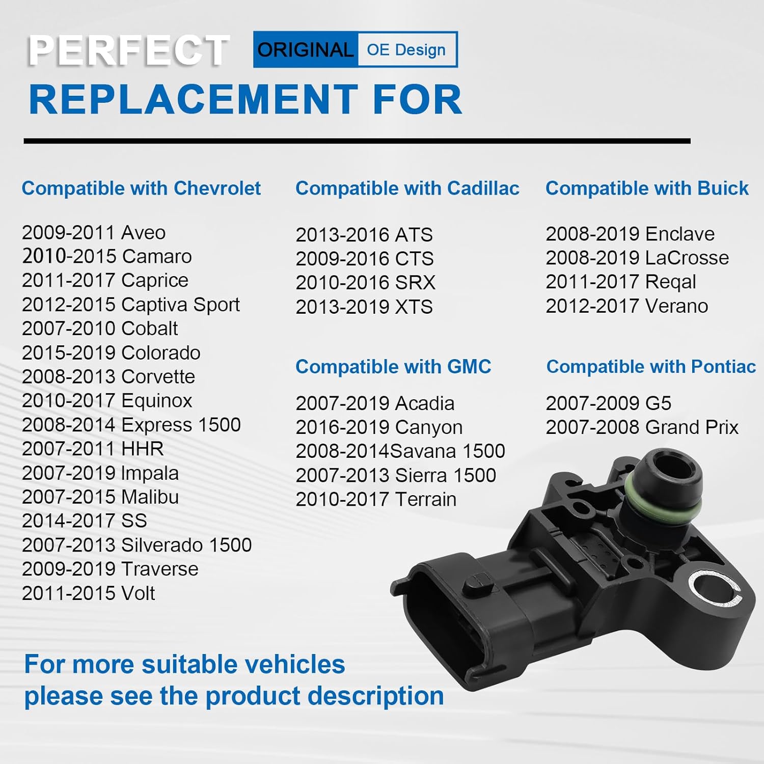 12591290 55573248 Sensor de mapa para Chevy Camaro Silverado Traversa Colorado Equinox Corvette Caprice Caprice Captiva Sport Aveo Express Malibu