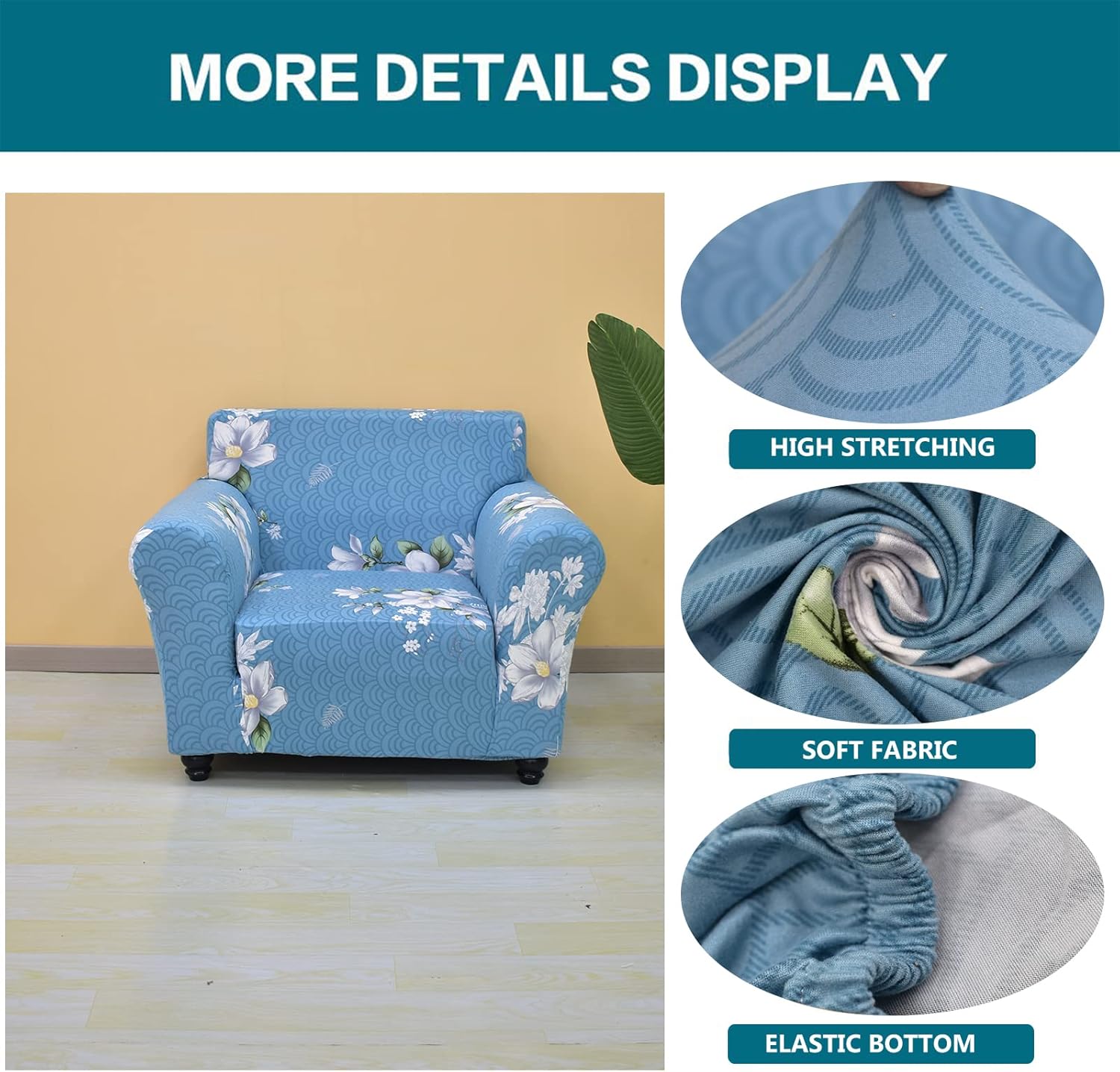 KRFOONN Funda para sillón de 2 piezas, fundas elásticas para sillón, Funda estampada con fundas de cojín de asiento separadas, protector de muebles