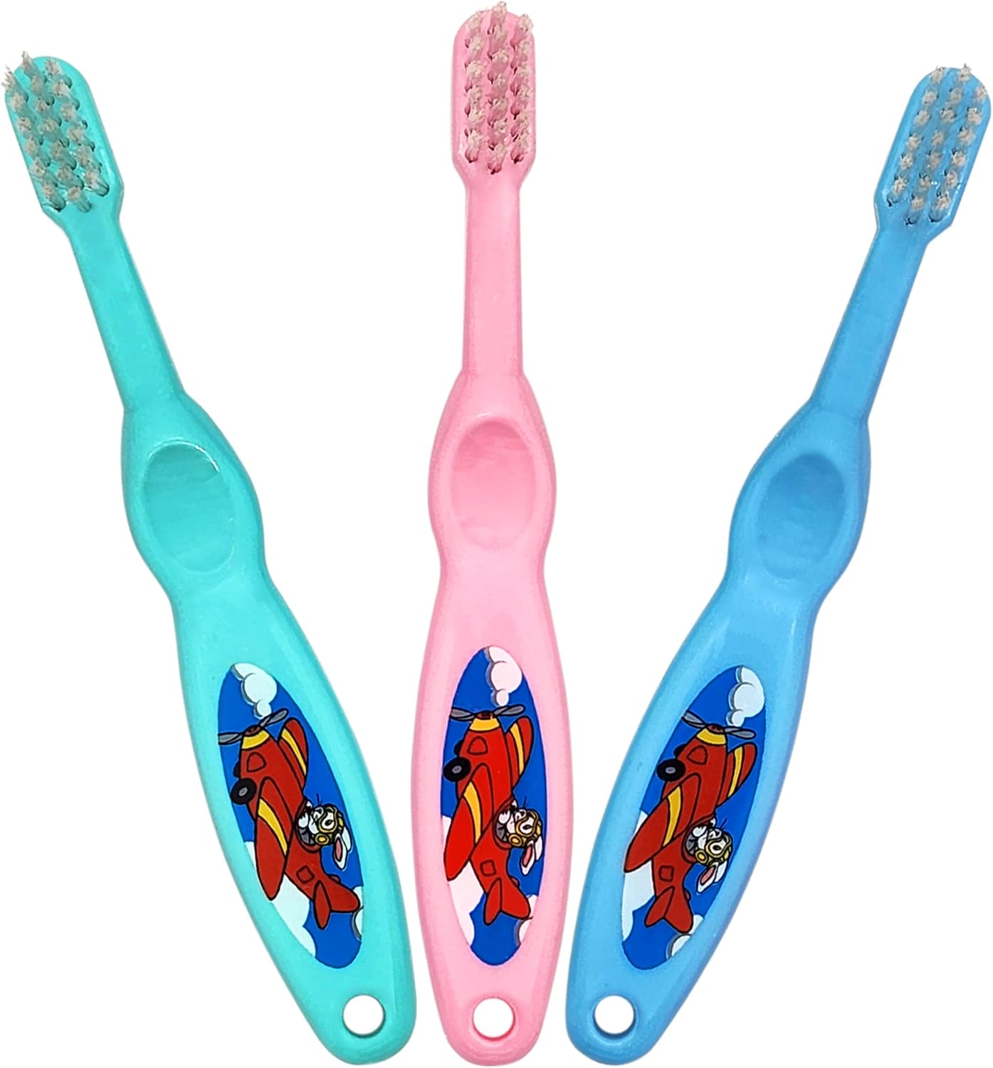 Cepillo de dientes para bebé, cerdas suaves, juego de 3 cepillos de dientes para niños y niñas, bonitos colores y diseños, gran regalo para bebés y