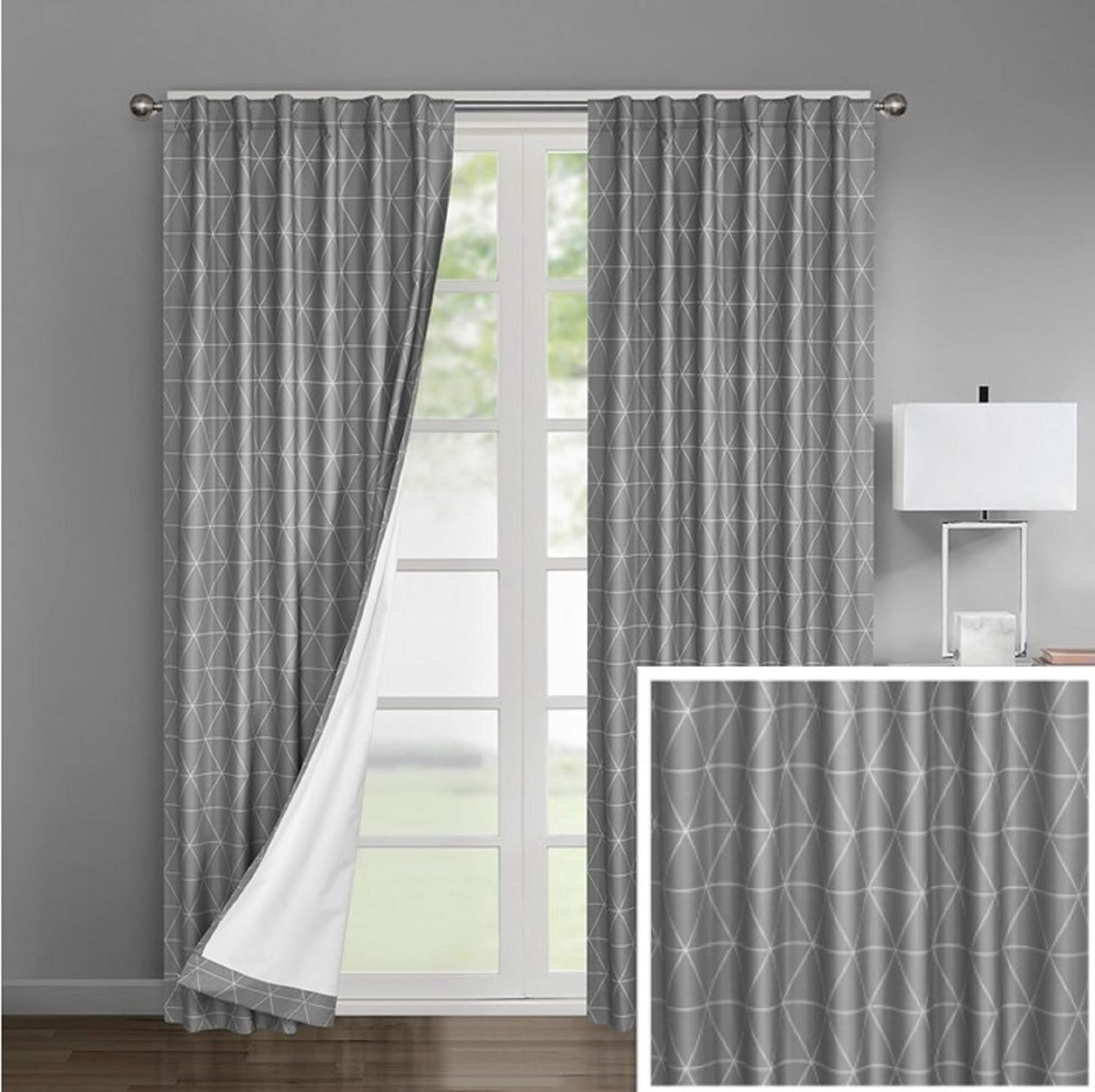 Ariana – Paquete de 2 paneles de ventana con bolsillo para cortinero para oscurecimiento de habitación