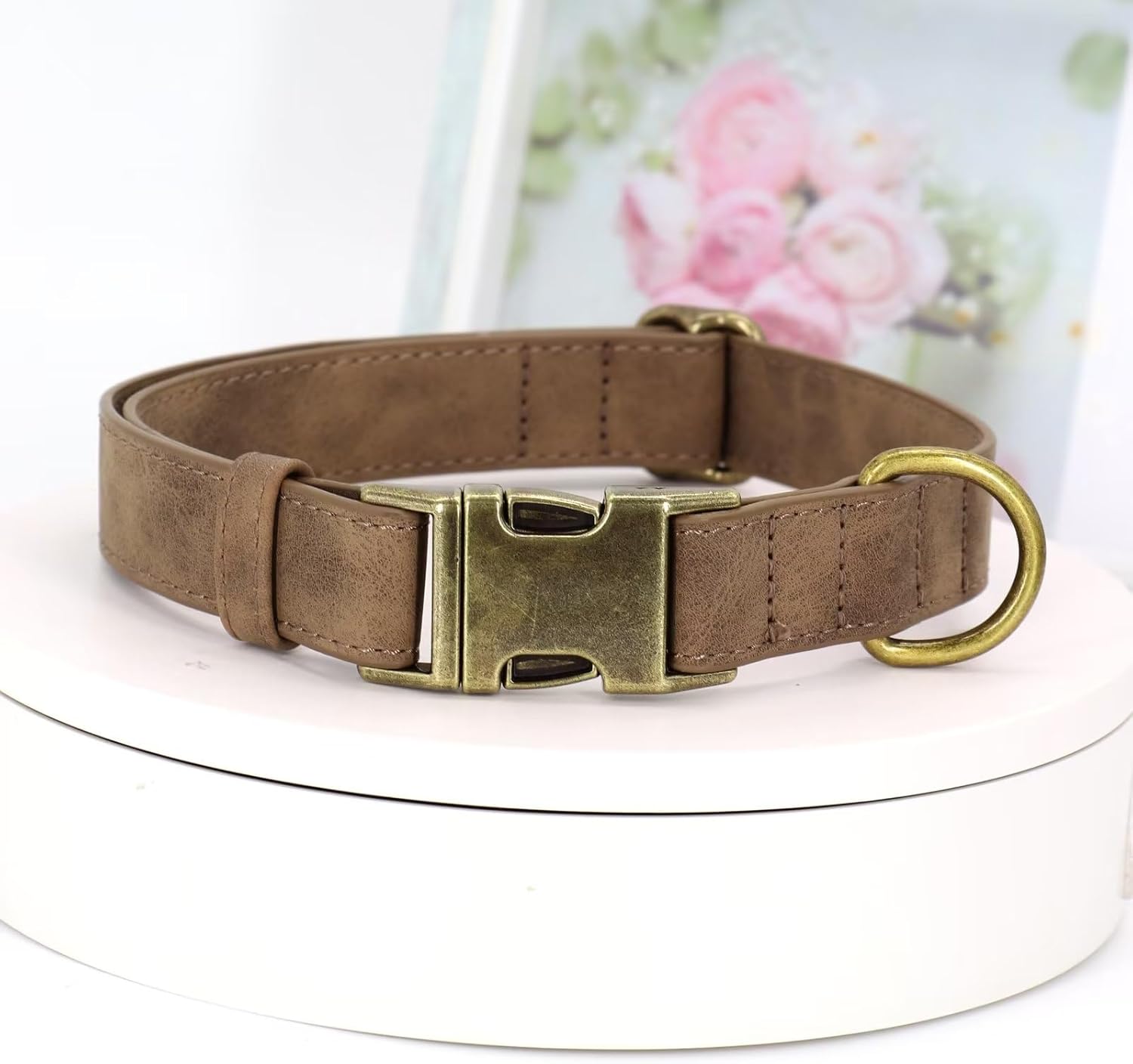 Didog Collar de cuero suave para perro, collares de perro duraderos y resistentes con hebilla metálica de liberación rápida, collar de cuero
