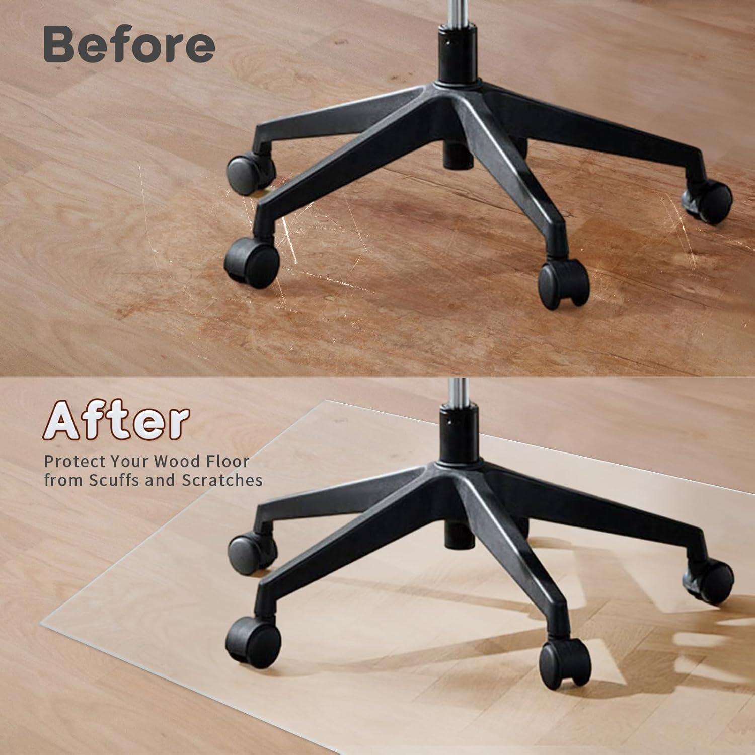 Tapete para silla de oficina para suelo de madera dura, transparente, protector de maderaazulejos, para oficina y hogar, tapete para silla de