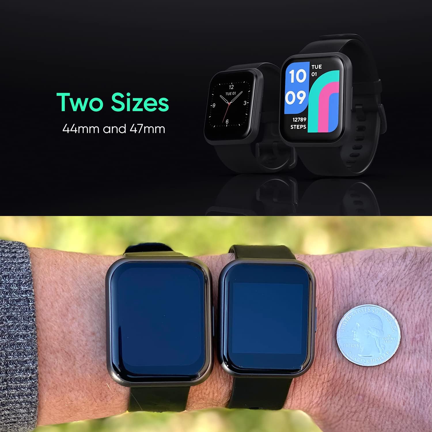 WYZE Reloj inteligente, reloj inteligente de aluminio de 1.75 pulgadas (1.850 in) para teléfonos Android y teléfonos iOS, IP68, impermeable,