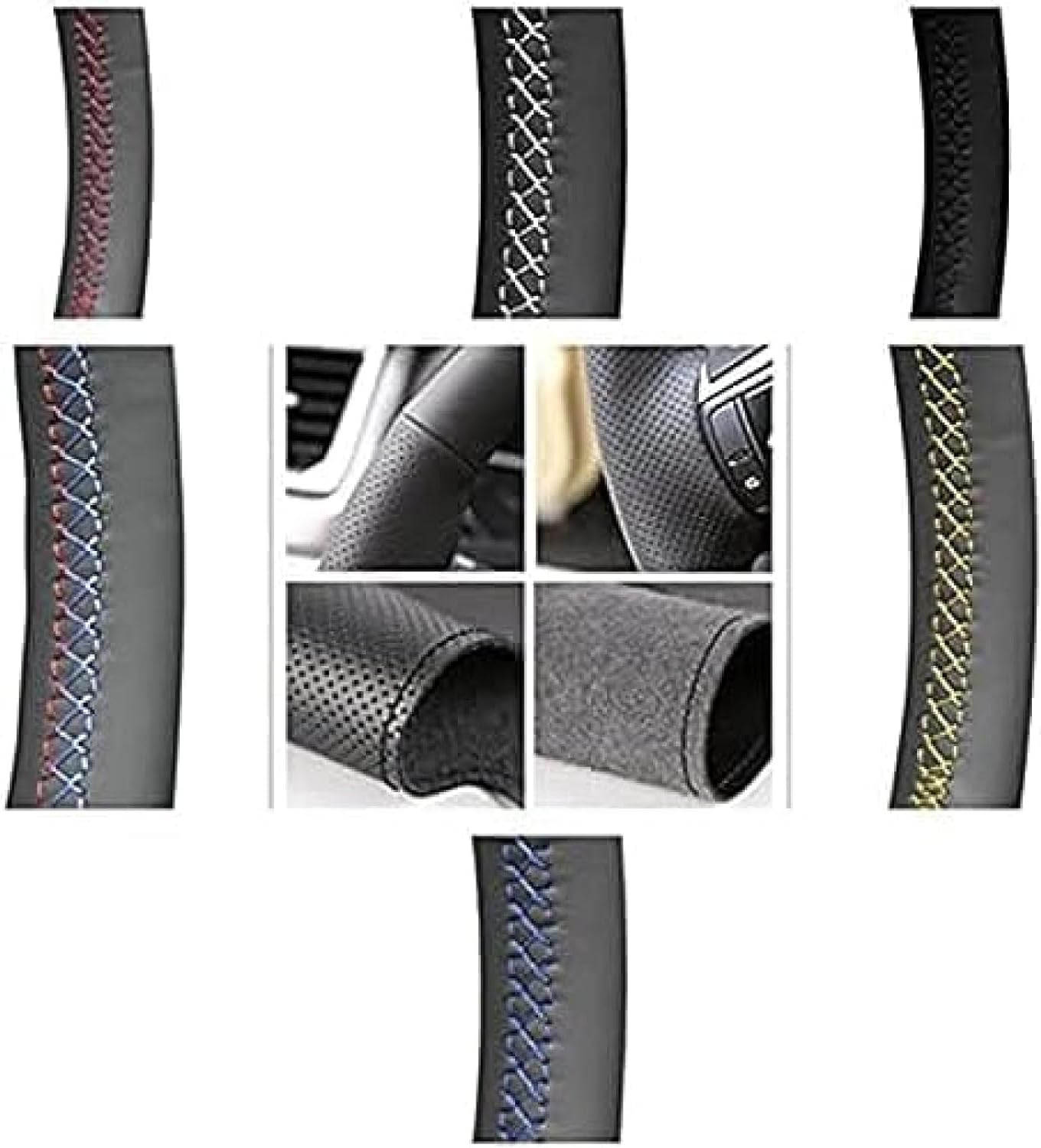 WouND Funda para volante de coche, para Mazda CX-5 CX5 Atenza 2014, para 3 CX-3 2016, línea amarilla, protector antideslizante transpirable