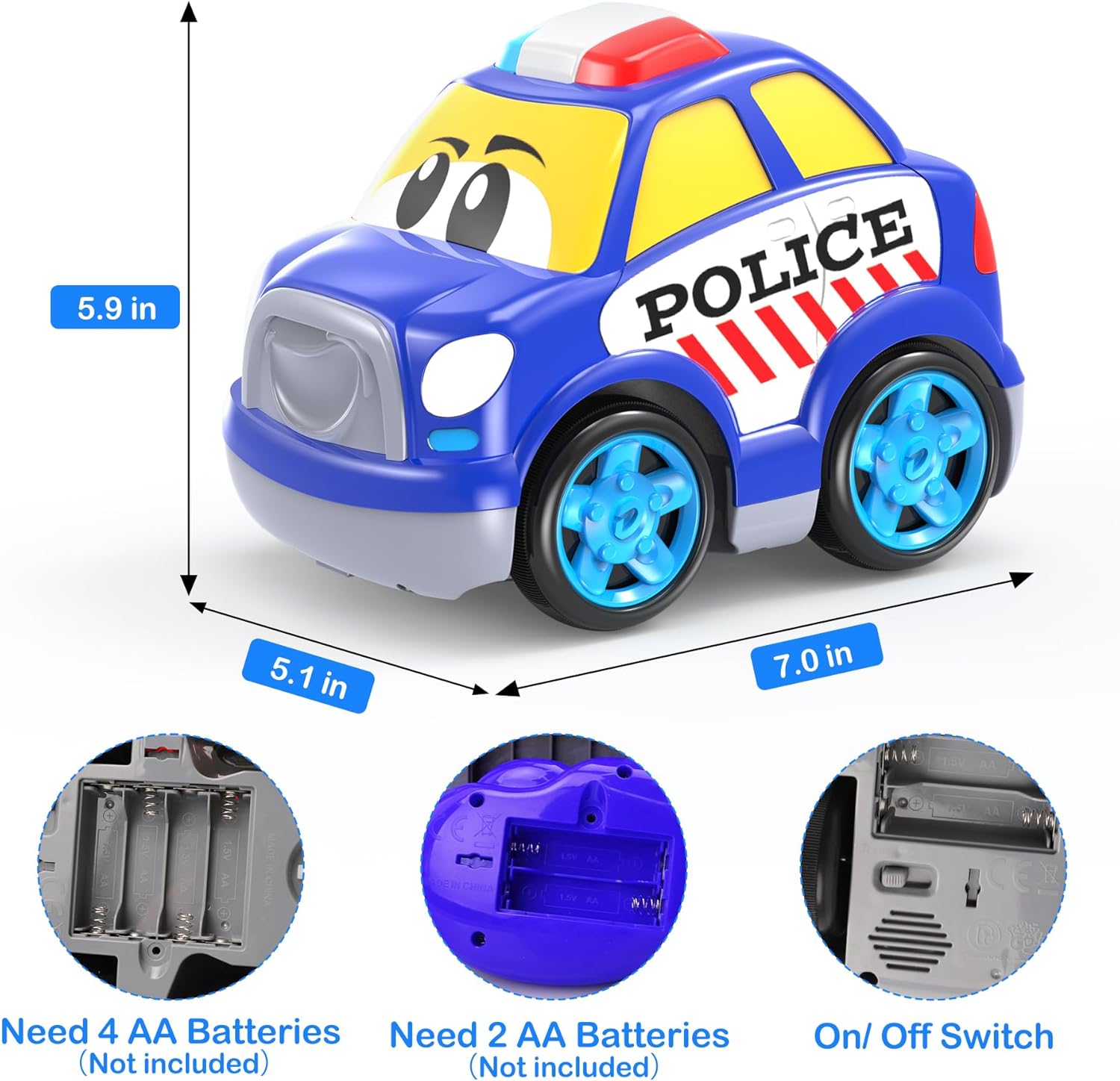 JOLLY FUN Auto a control remoto para niños de 4 a 7 años, autos RC y tracción en las 4 ruedas con luces y música, juguetes de coche de acrobacias