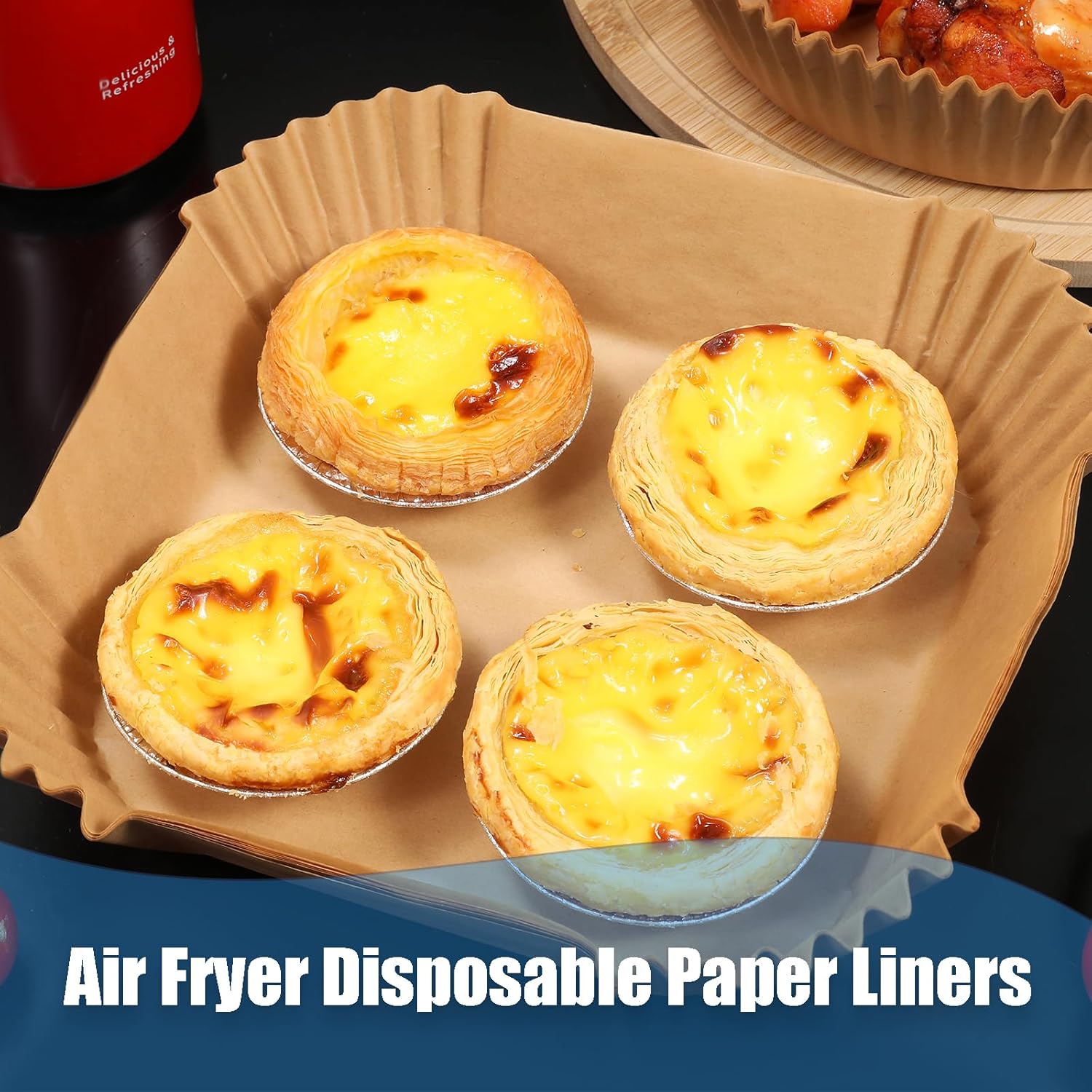 Forros de papel grueso para freidora de aire, papel pergamino desechable, antiadherente, 100 unidades para freidora de aire de 3 a 5 cuartos de