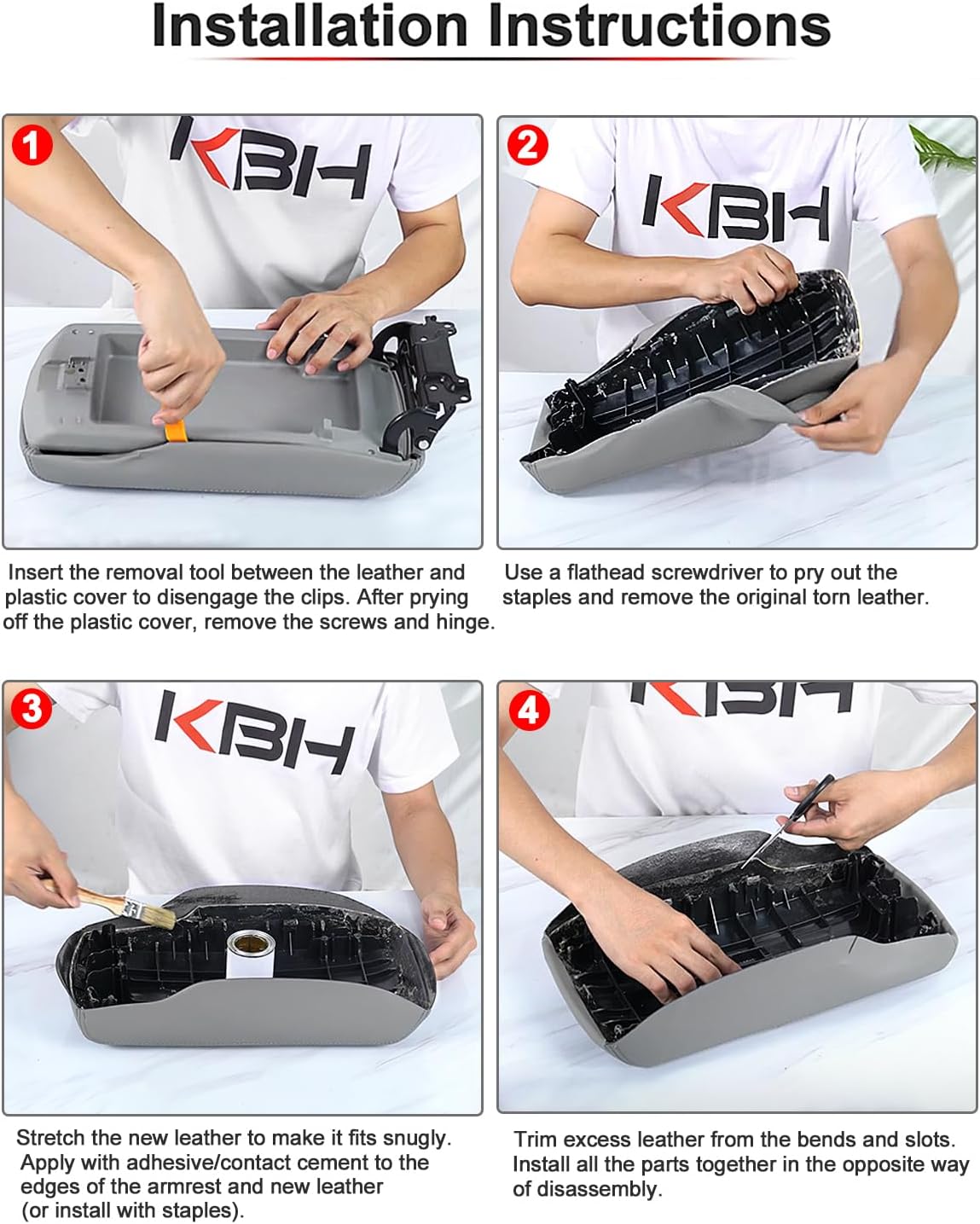 KBH Funda de repuesto para reposabrazos de consola central de automóvil para Nissan Maxima 2009-2014, Altima 2013-2018, tapicería de piel de vinilo