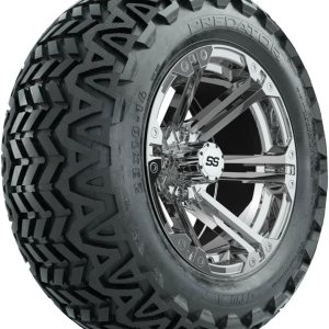 GTW Combo de ruedas y neumáticos para carrito de golf de 14 pulgadas  GTW Specter Chrome Wheels en neumáticos todo terreno Predator 23×10-14  Juego GTW Combo de ruedas y neumáticos para carrito de golf de 14 pulgadas  GTW Specter Chrome Wheels en neumáticos todo terreno Predator 23×10-14  Juego