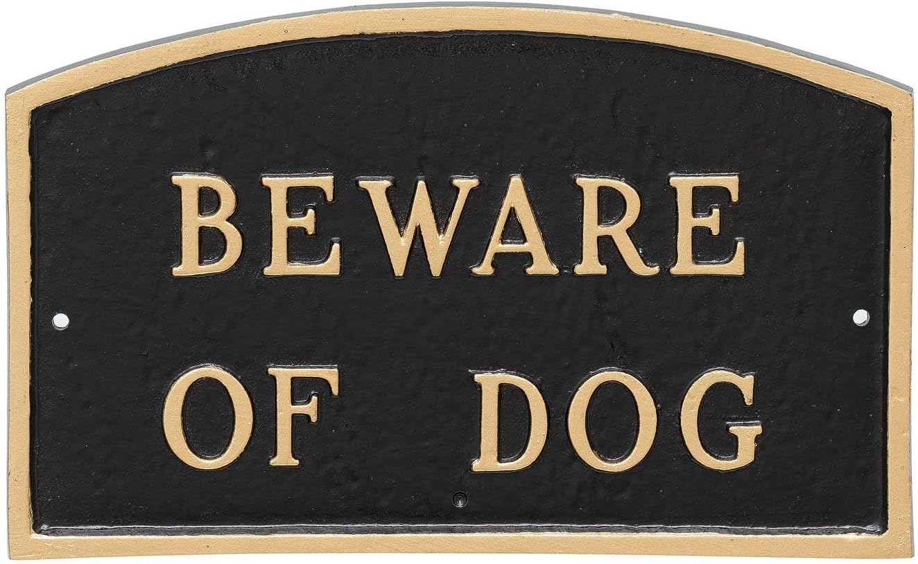 Placa de pared o césped Arch Beware Of Dog – Aluminio recubierto de polvo – Resistente a los rayos UV – Fácil de instalar