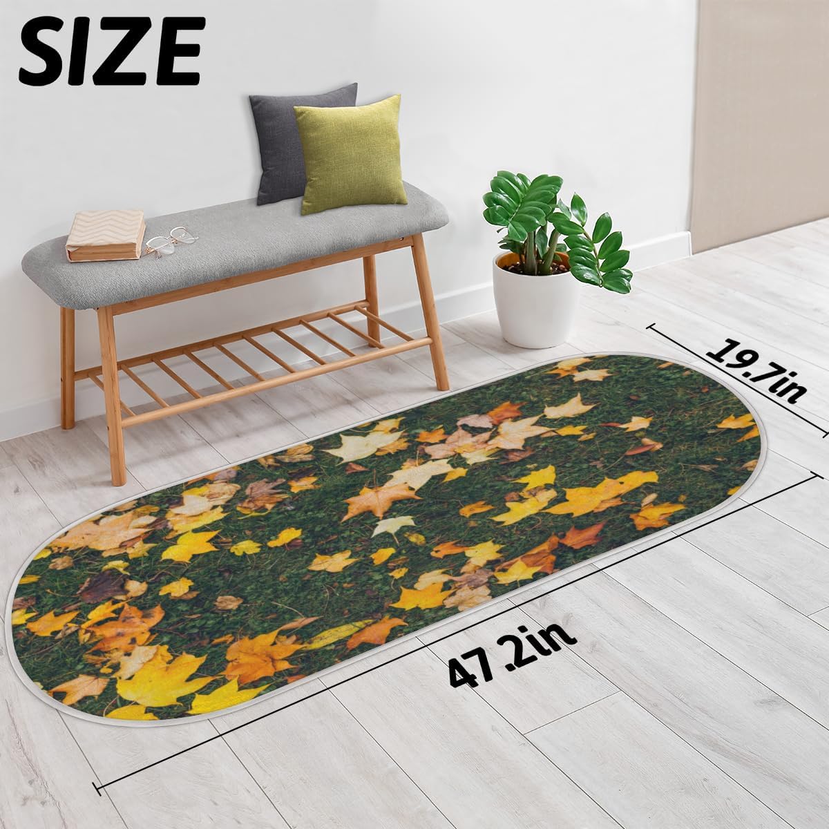 Alfombra de baño de espuma viscoelástica de otoño de hoja de arce, suave, acogedora, absorbente de agua, antideslizante, tapete de baño de
