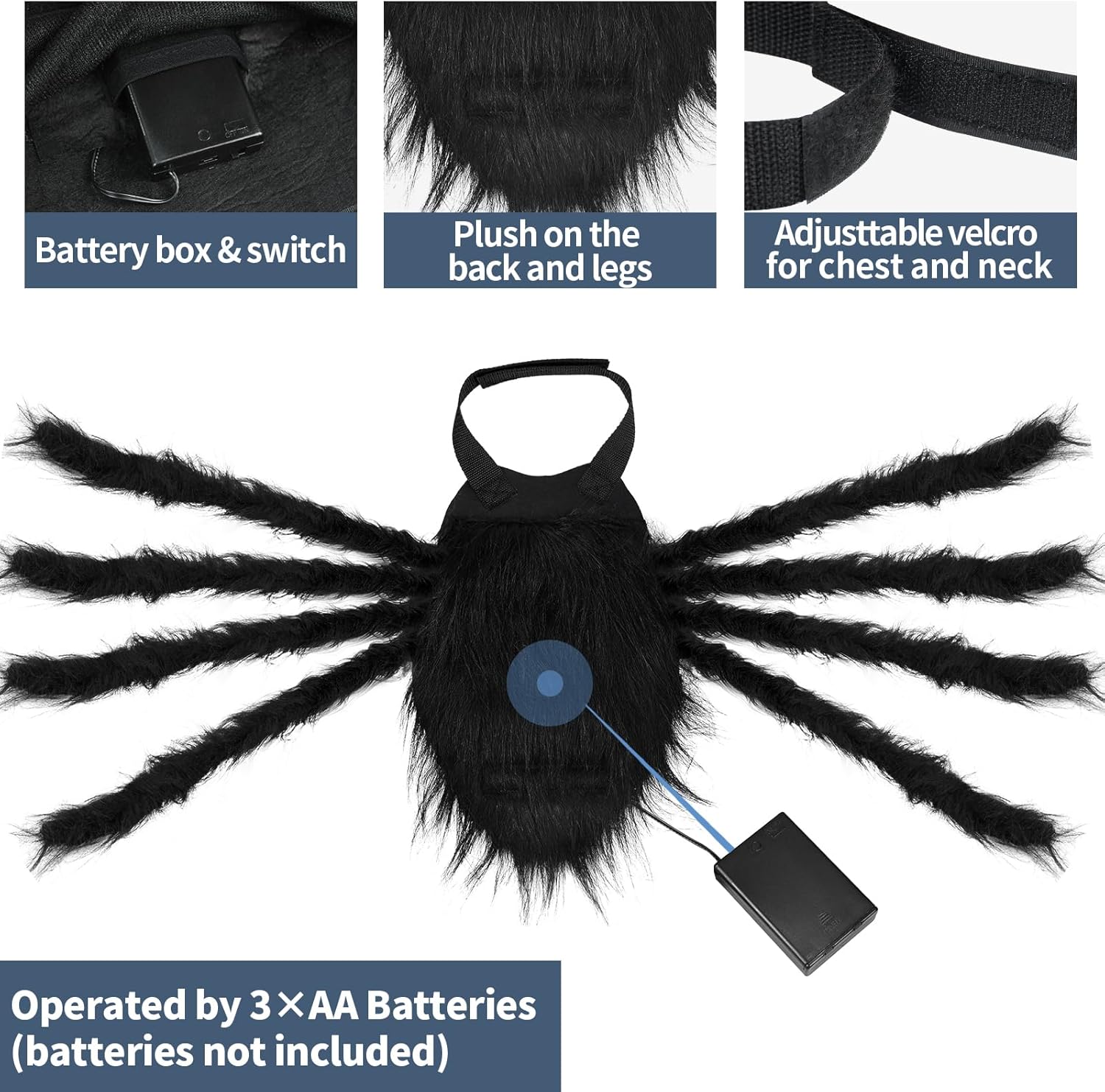 Malier Disfraz de Halloween para perro, 64 luces LED, disfraz de araña para Halloween, cosplay con luces, ropa divertida, regalos de Acción de